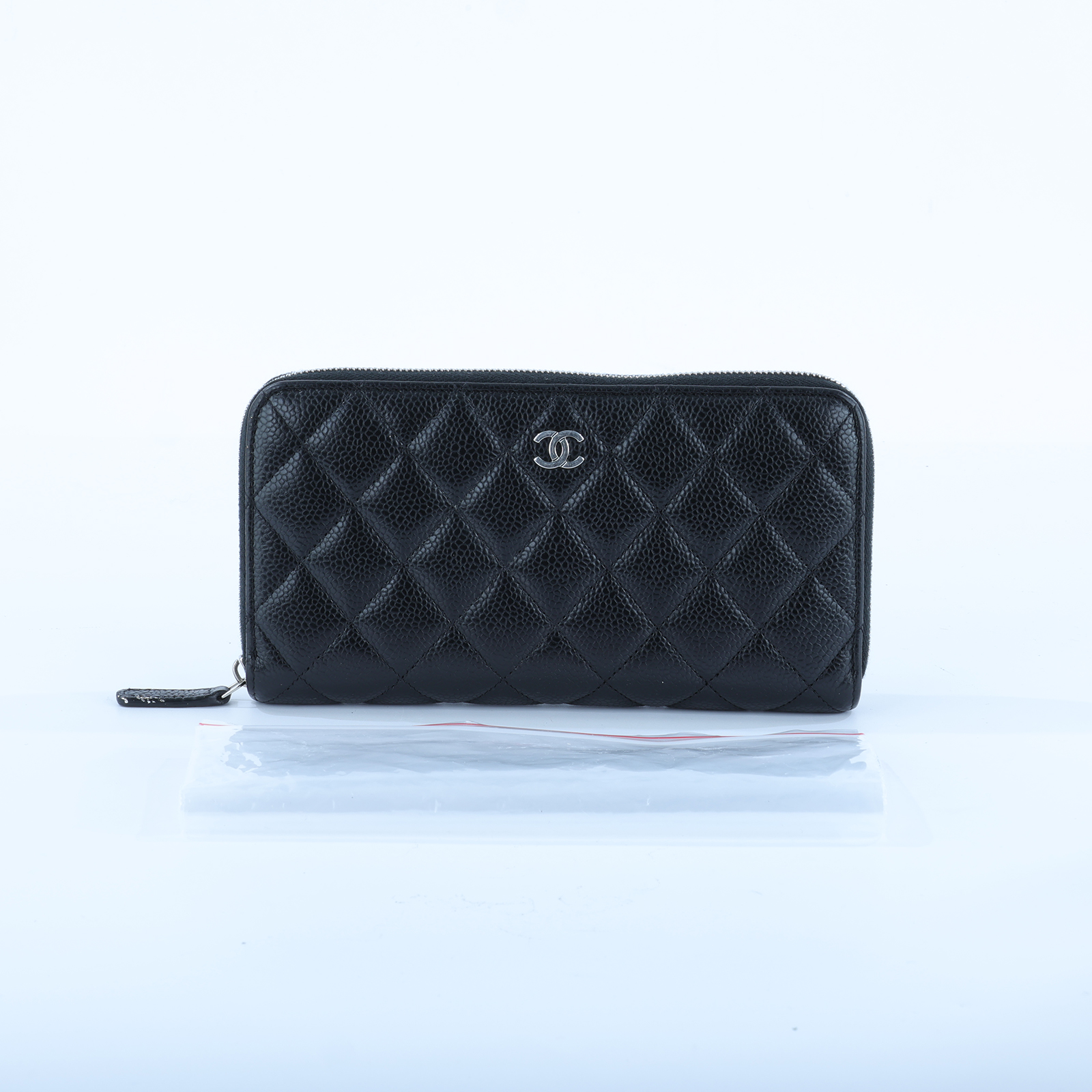 香奈兒 CHANEL CC LOGO 經典拉鍊長夾 粒紋小牛皮 AP0242 晶片款 黑荔枝拉鍊長夾 無附屬品