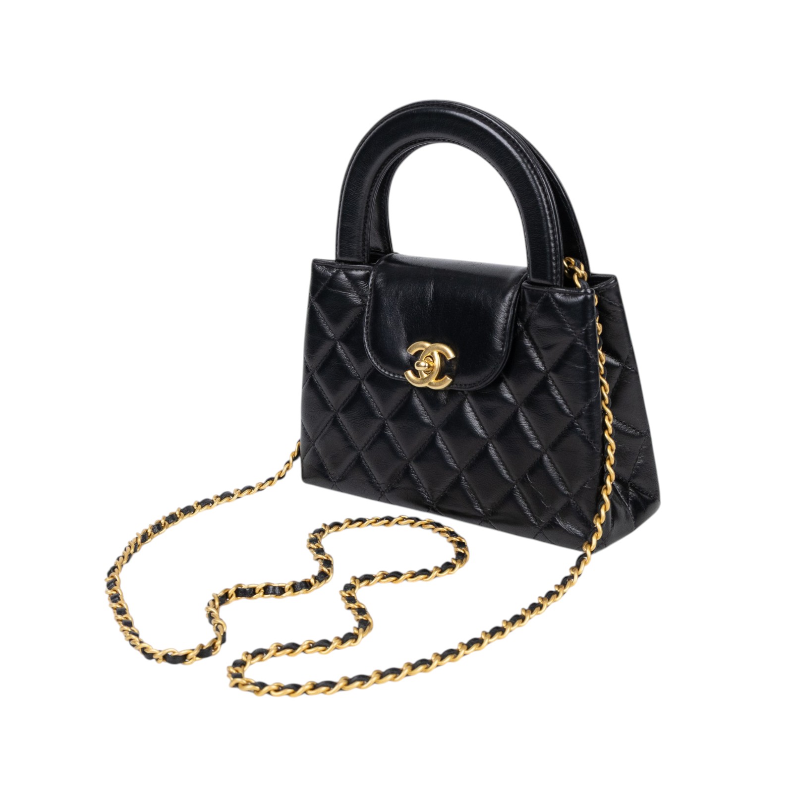 香奈兒 CHANEL Kelly Nano 手提 斜背包 AS4416 晶片款 黑金羊KELLY NANO 防塵袋