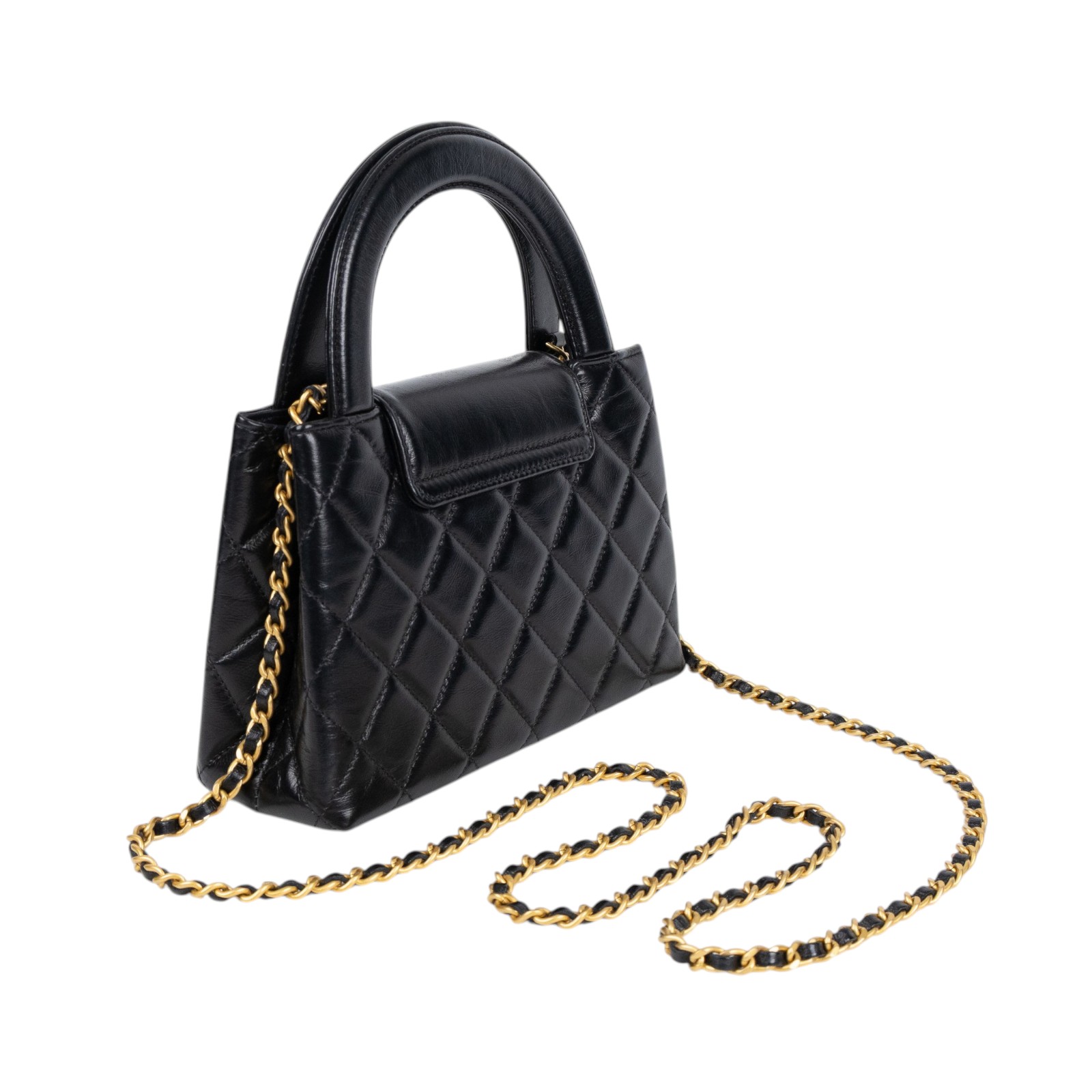 香奈兒 CHANEL Kelly Nano 手提 斜背包 AS4416 晶片款 黑金羊KELLY NANO 防塵袋