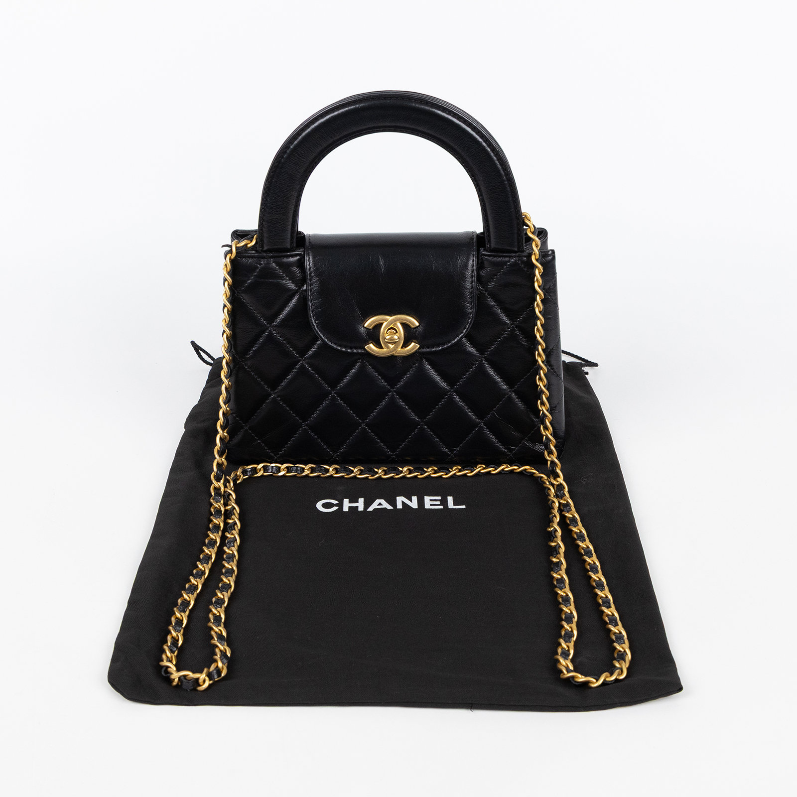 香奈兒 CHANEL Kelly Nano 手提 斜背包 AS4416 晶片款 黑金羊KELLY NANO 防塵袋