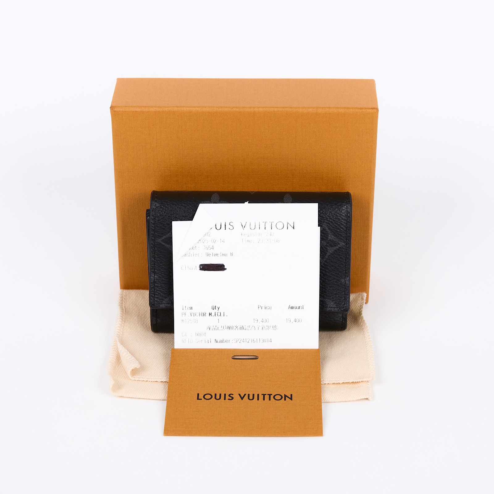 路易威登 LOUIS VUITTON Victor 錢包 短夾 M12598 晶片款 黑原花Victor三折短夾 原廠盒子/防塵袋/購買證明