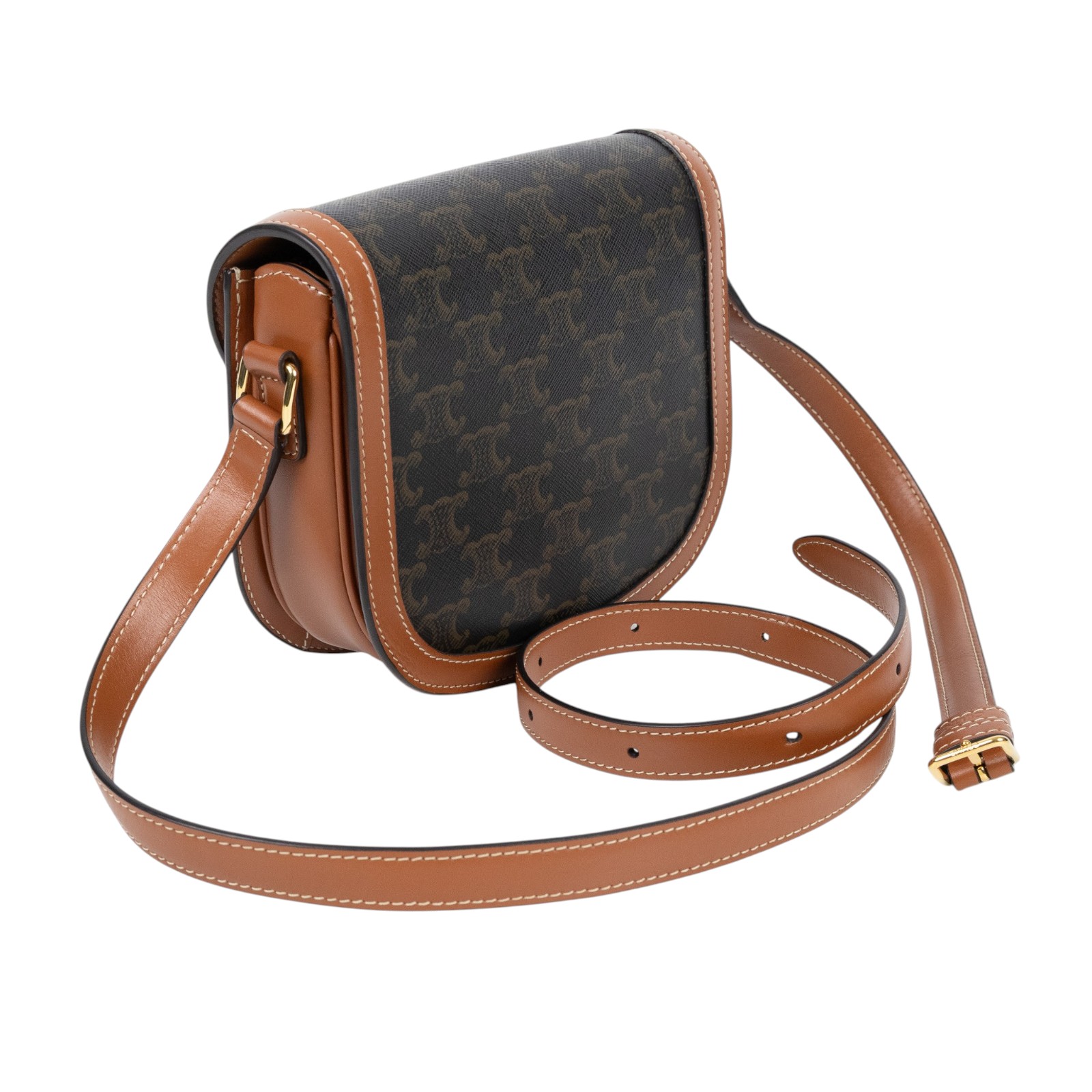 思琳 CELINE 標誌印花 牛皮革 Besace Clea 斜背 肩背 馬鞍包 110962BZ4 原花Teen Besace 無附屬品