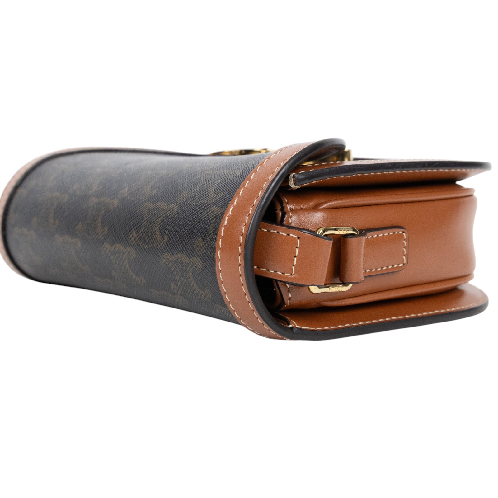 思琳 CELINE 標誌印花 牛皮革 Besace Clea 斜背 肩背 馬鞍包 110962BZ4 原花Teen Besace 無附屬品