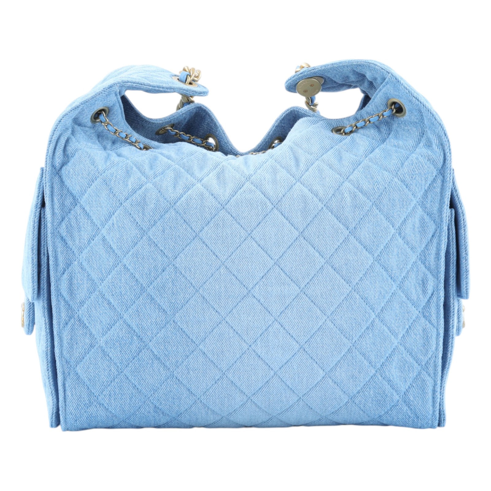 香奈兒 CHANEL 2025 春夏 25 大型包 AS5553_DENIM 晶片款 淺藍丹寧大型25包 防塵袋