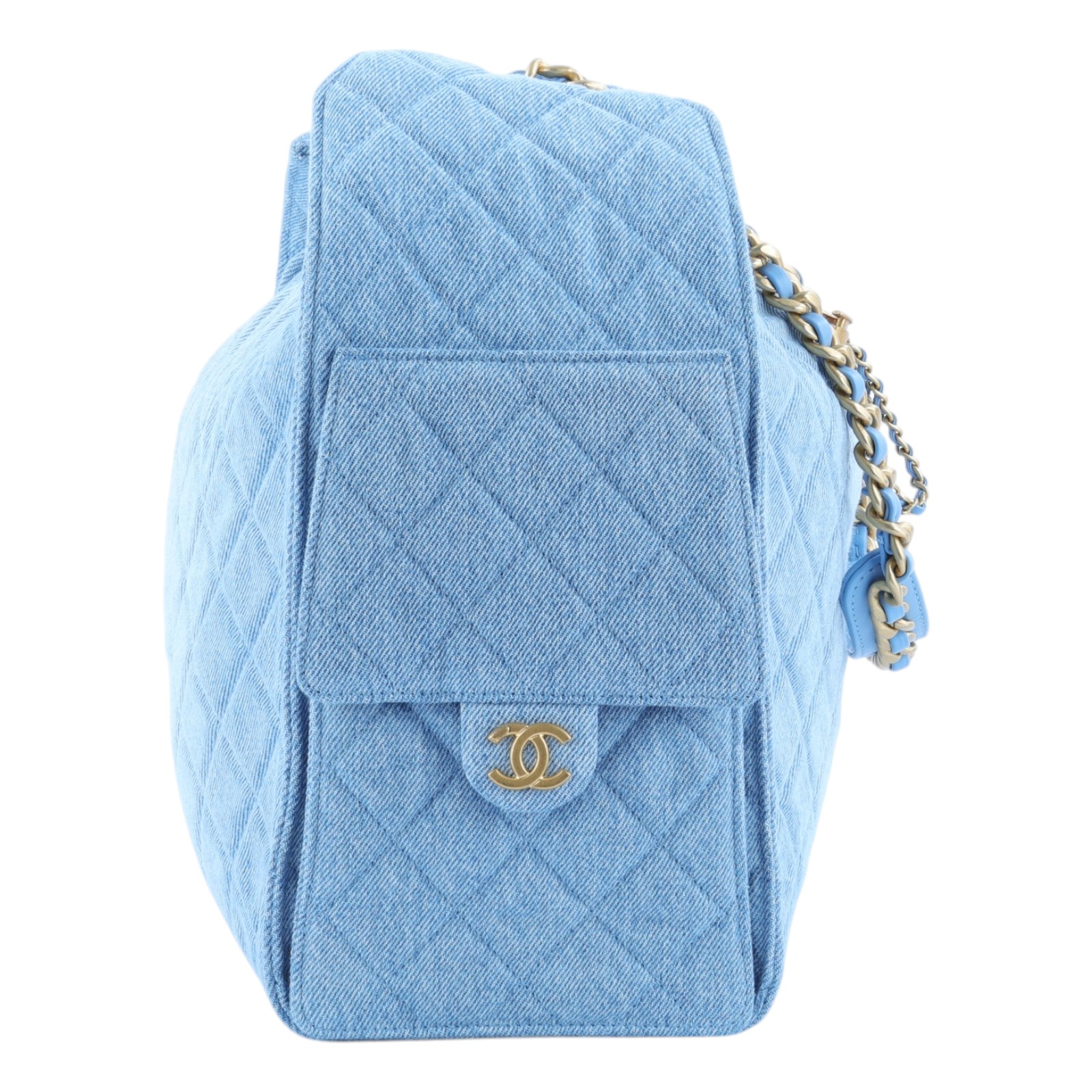 香奈兒 CHANEL 2025 春夏 25 大型包 AS5553_DENIM 晶片款 淺藍丹寧大型25包 防塵袋