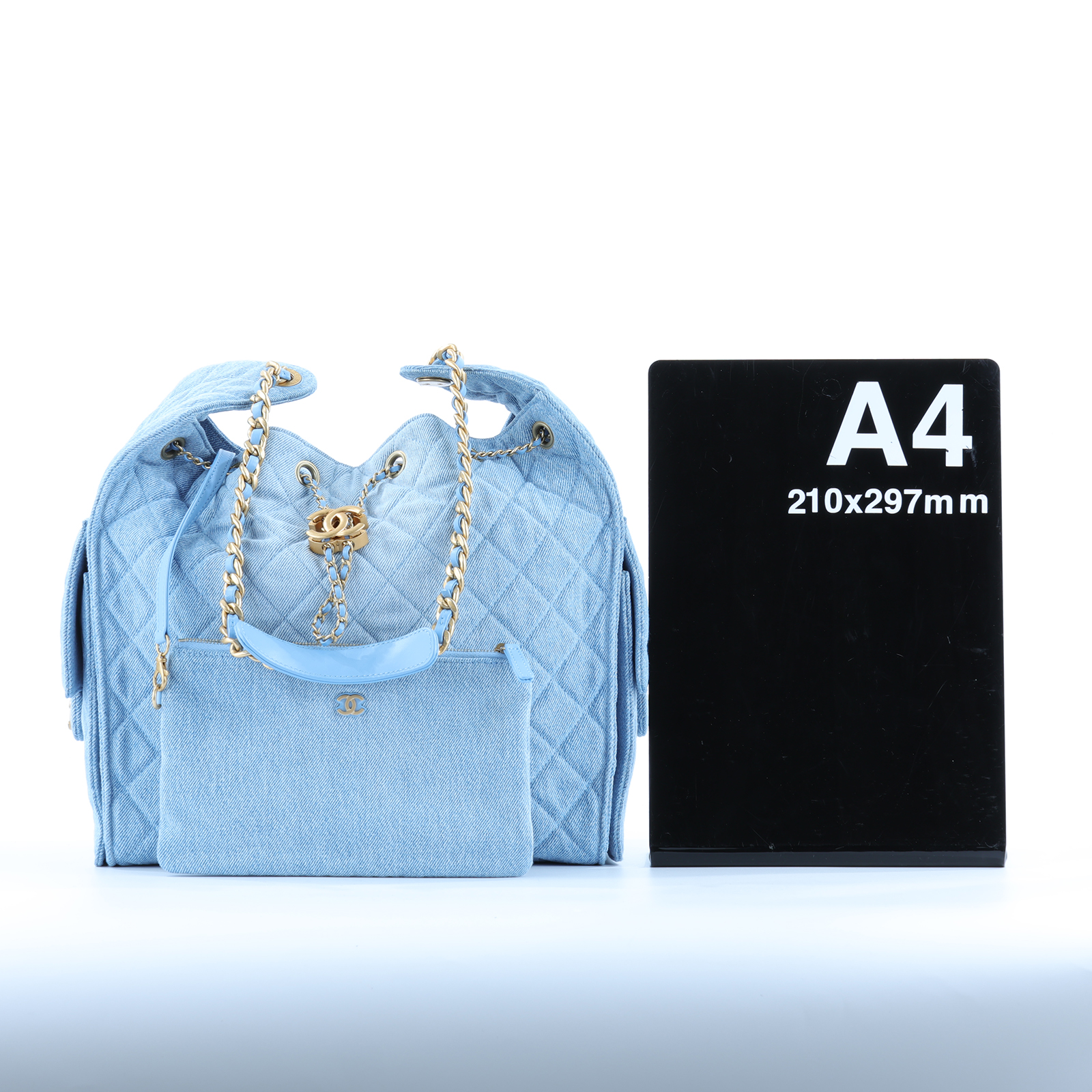香奈兒 CHANEL 2025 春夏 25 大型包 AS5553_DENIM 晶片款 淺藍丹寧大型25包 防塵袋