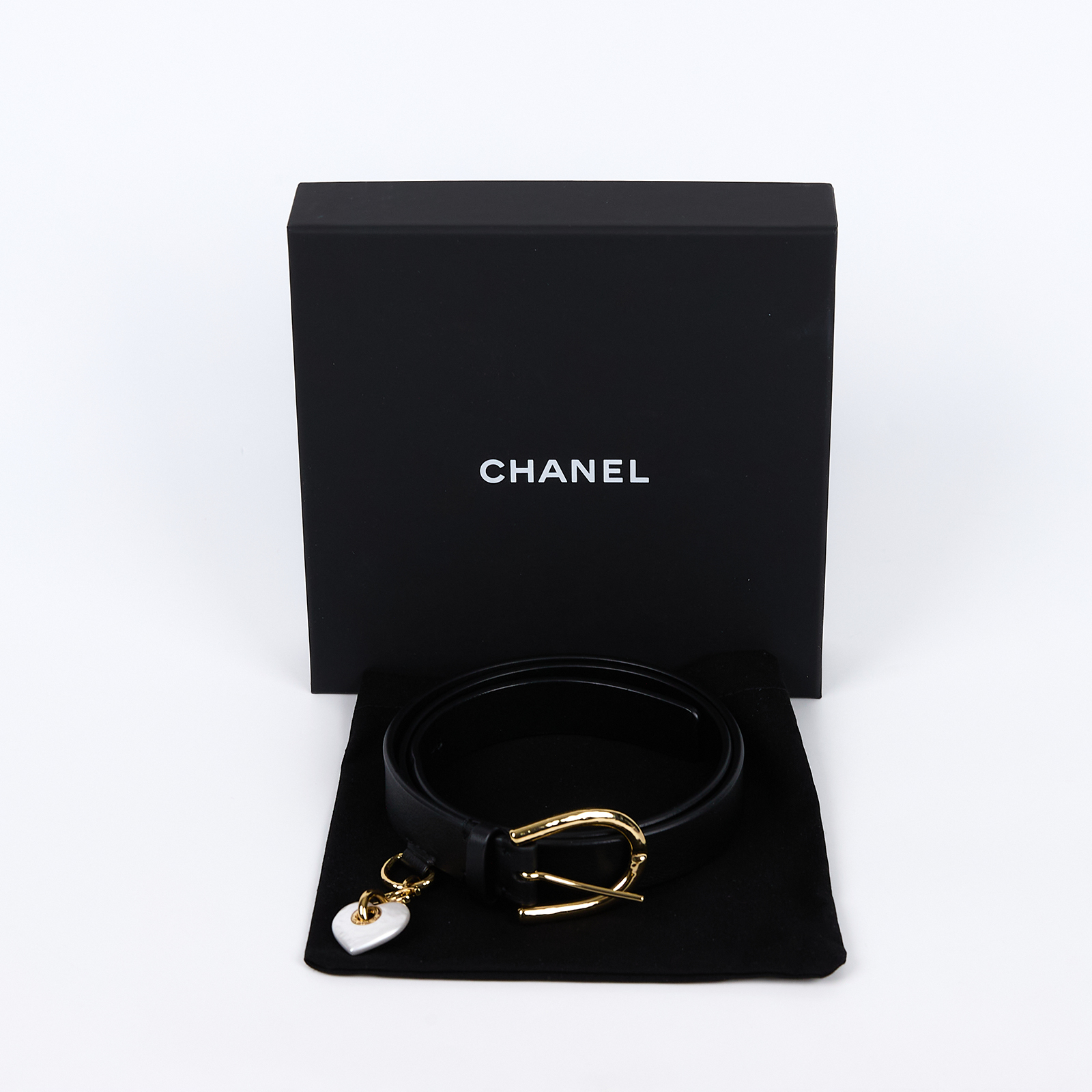 香奈兒 CHANEL 皮帶  黑金愛心皮帶 原廠盒子/防塵袋