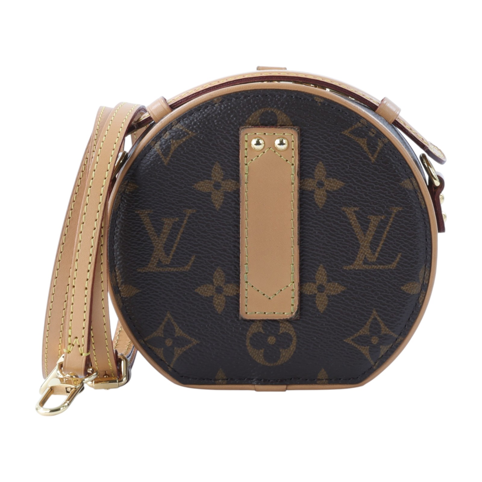 路易威登 LOUIS VUITTON Mini Boîte Chapeau 圓餅盒 經典原花 拼色 單肩 斜挎包 M44699 晶片款  防塵袋/背帶