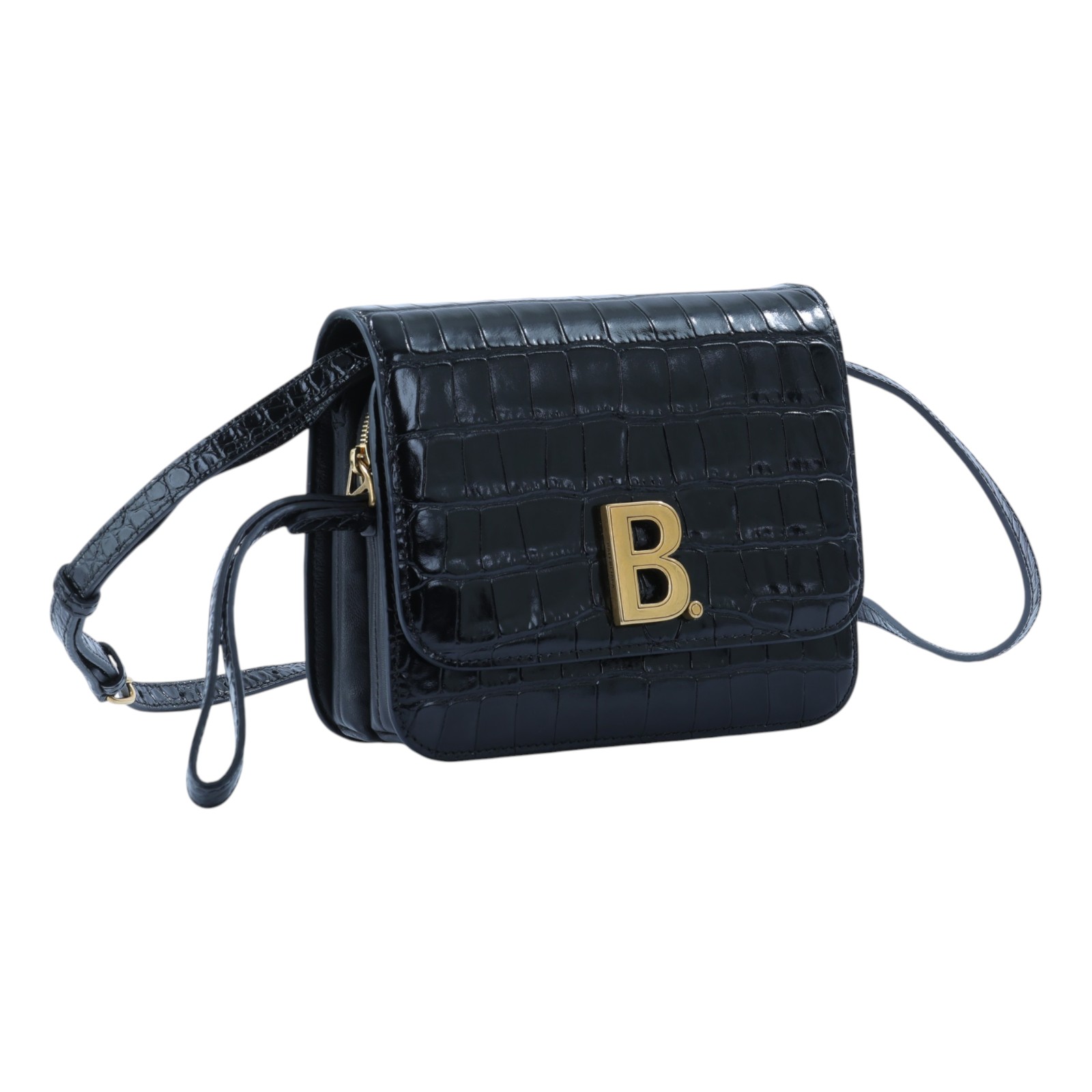 巴黎世家 BALENCIAGA Embossed Croc B Bag 小型 肩背包 5928981LR7M 黑壓紋B字 BAG 無附屬品