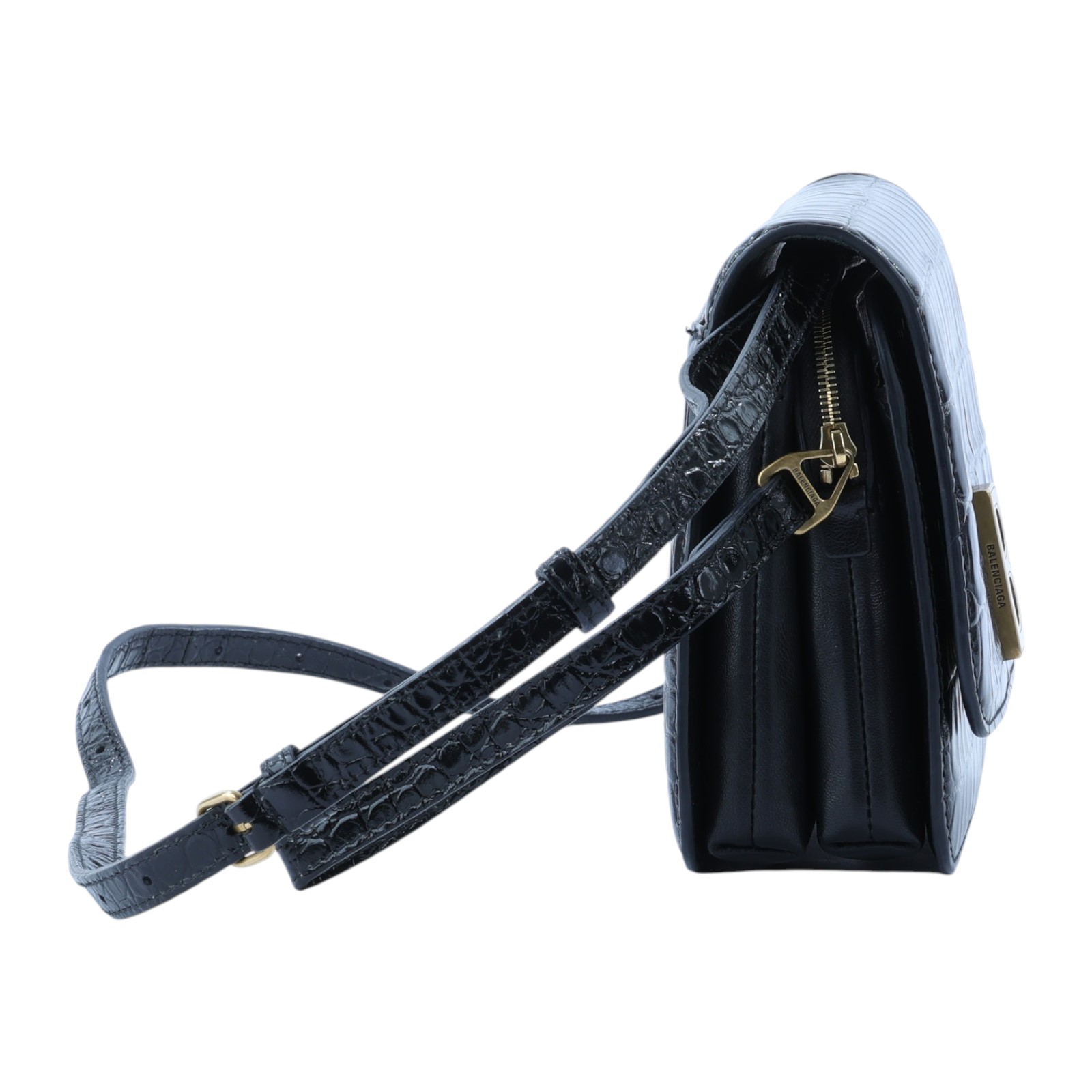 巴黎世家 BALENCIAGA Embossed Croc B Bag 小型 肩背包 5928981LR7M 黑壓紋B字 BAG 無附屬品