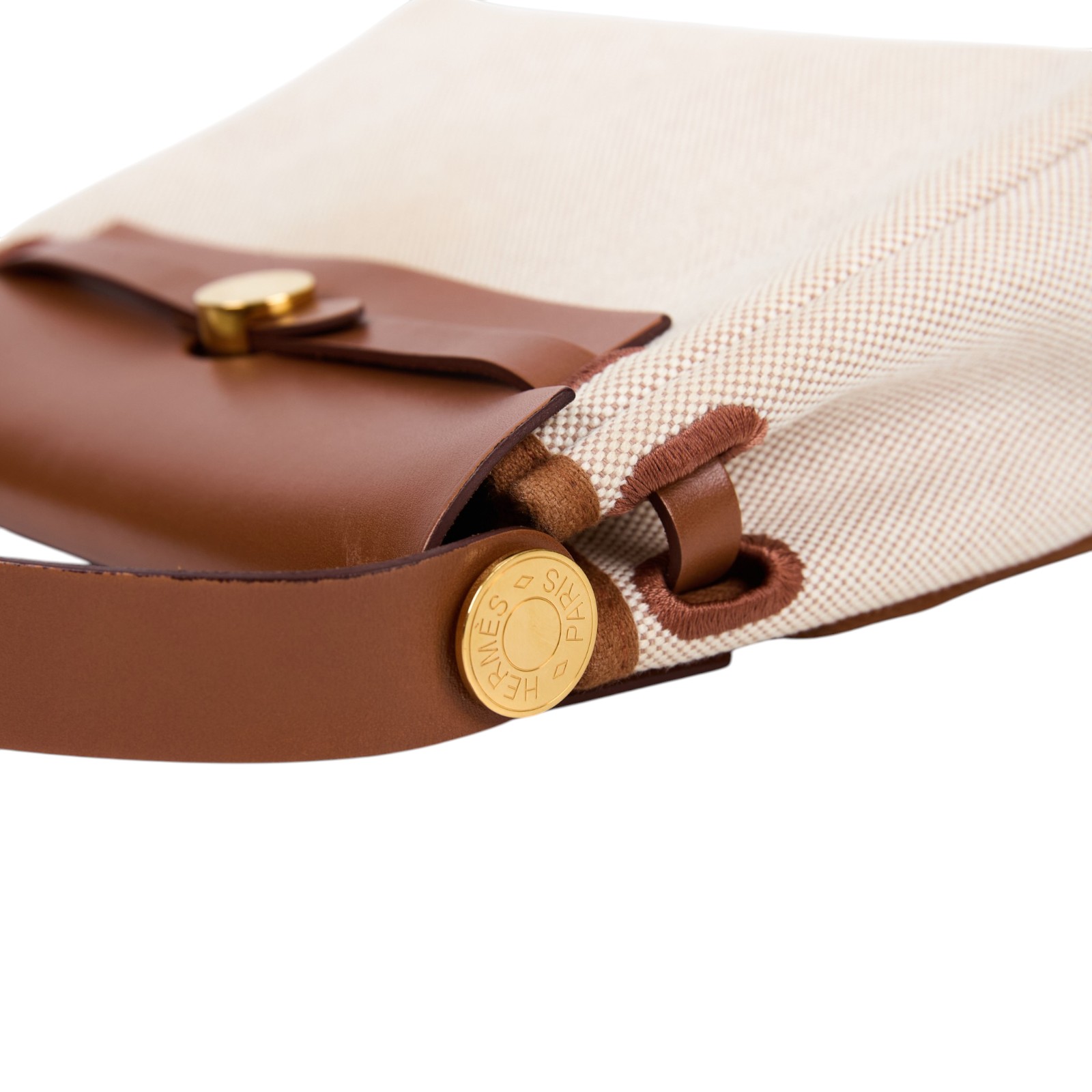 愛馬仕 Hermes Herbag Zip 20 金色五金 棕色 米色 H085414CCAA W刻  米白帆布HERBAG20 原廠盒子/防塵袋/購買證明