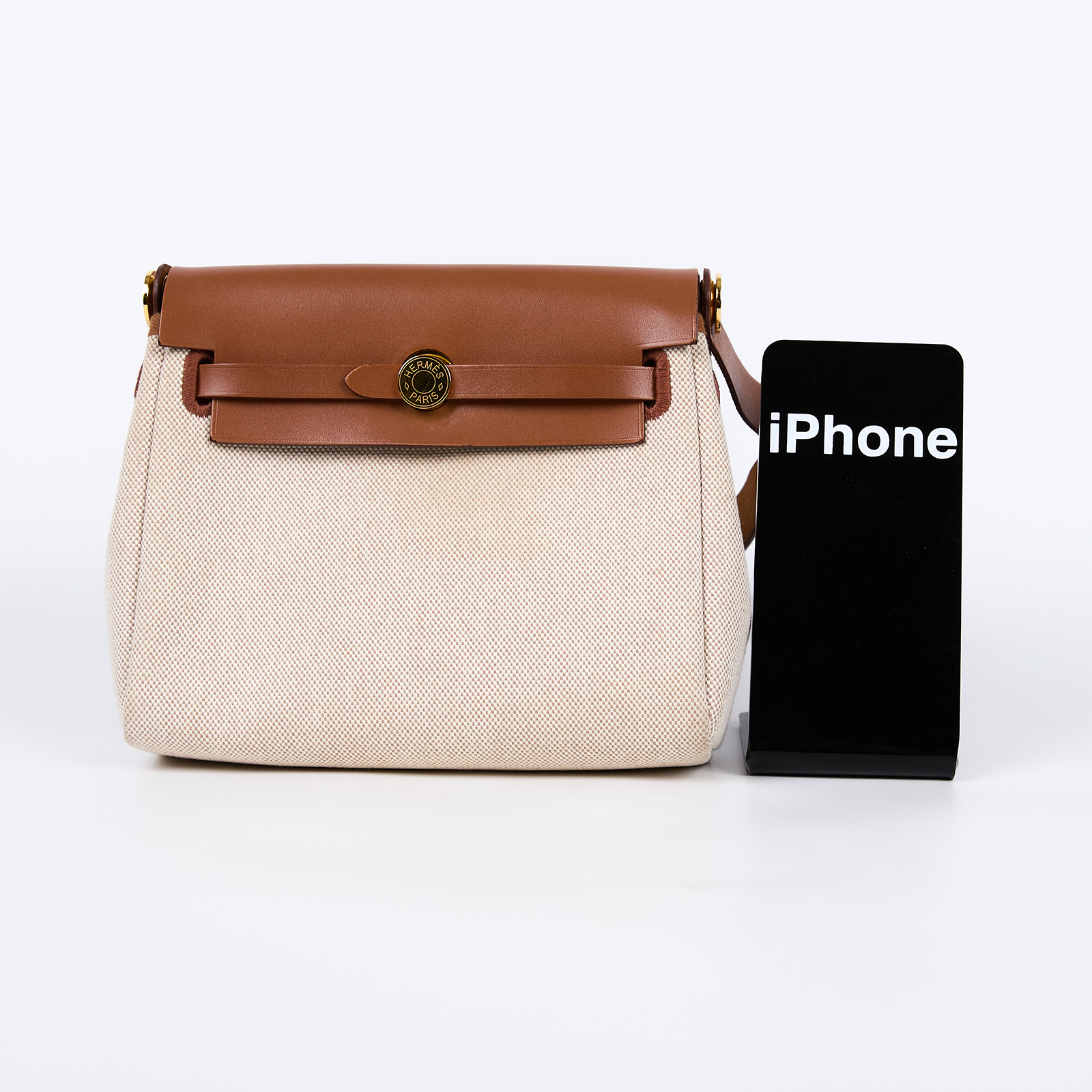 愛馬仕 Hermes Herbag Zip 20 金色五金 棕色 米色 H085414CCAA W刻  米白帆布HERBAG20 原廠盒子/防塵袋/購買證明