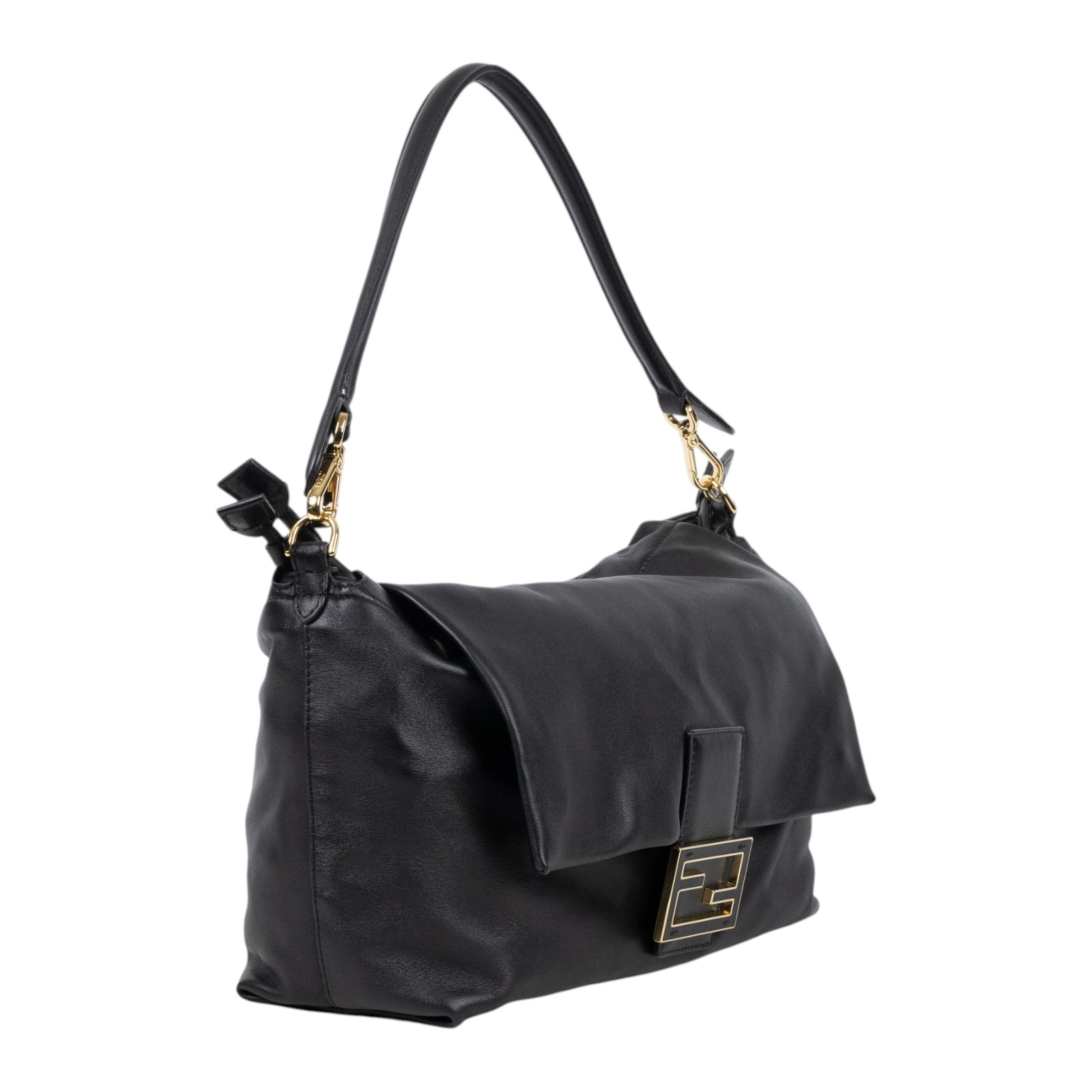 芬迪 FENDI Mamma Baguette FF 大款 肩背包 手提包 8BR834AQ0D 黑Mamma Baguette 防塵袋