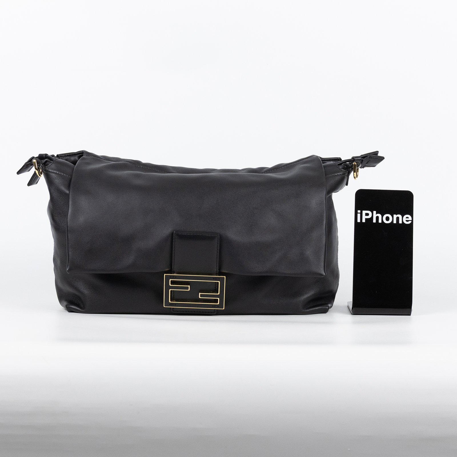 芬迪 FENDI Mamma Baguette FF 大款 肩背包 手提包 8BR834AQ0D 黑Mamma Baguette 防塵袋