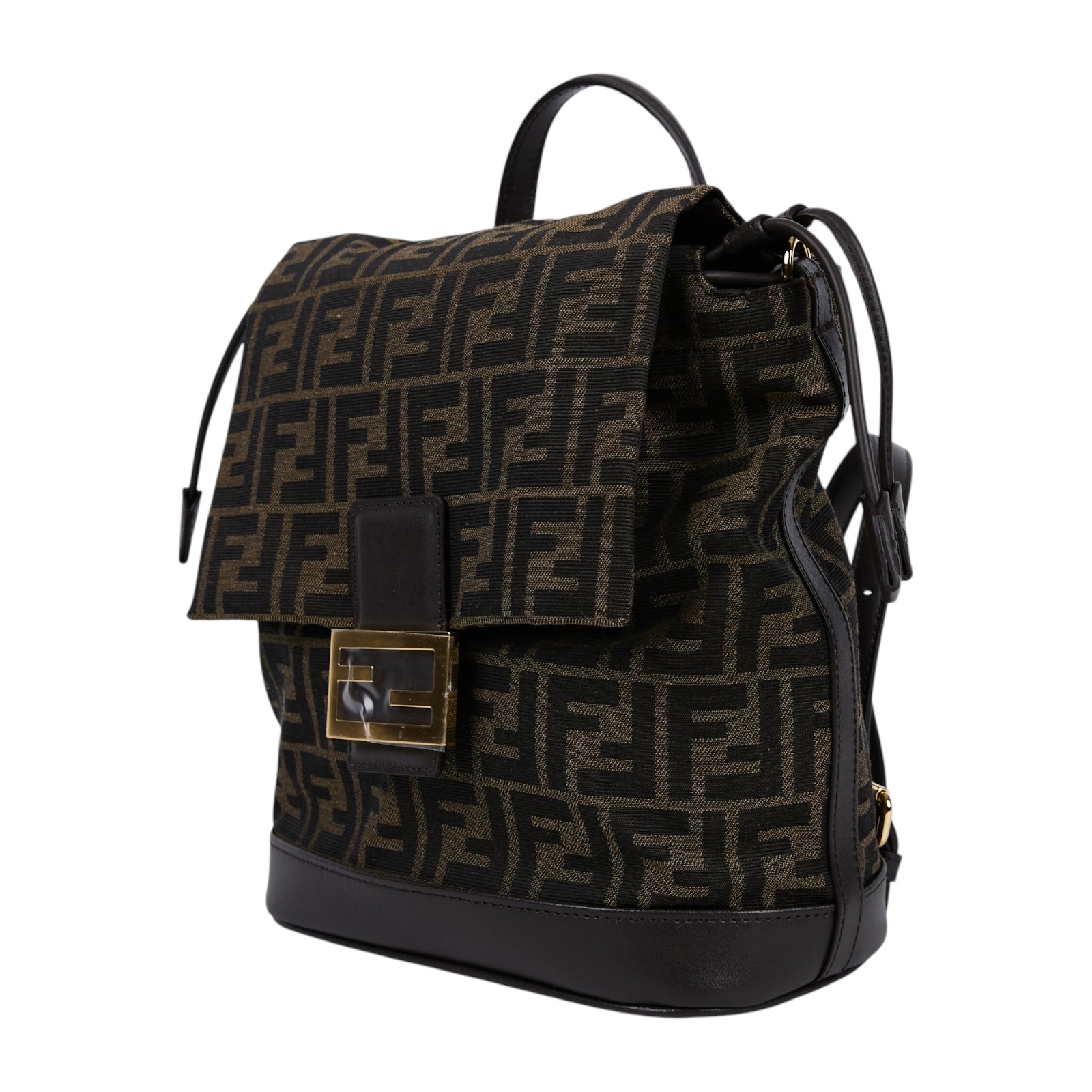 芬迪 FENDI Jacquard FF 後背包 雙肩包 手提包 8BZ057AVQC 棕色FF提花布料背包 防塵袋