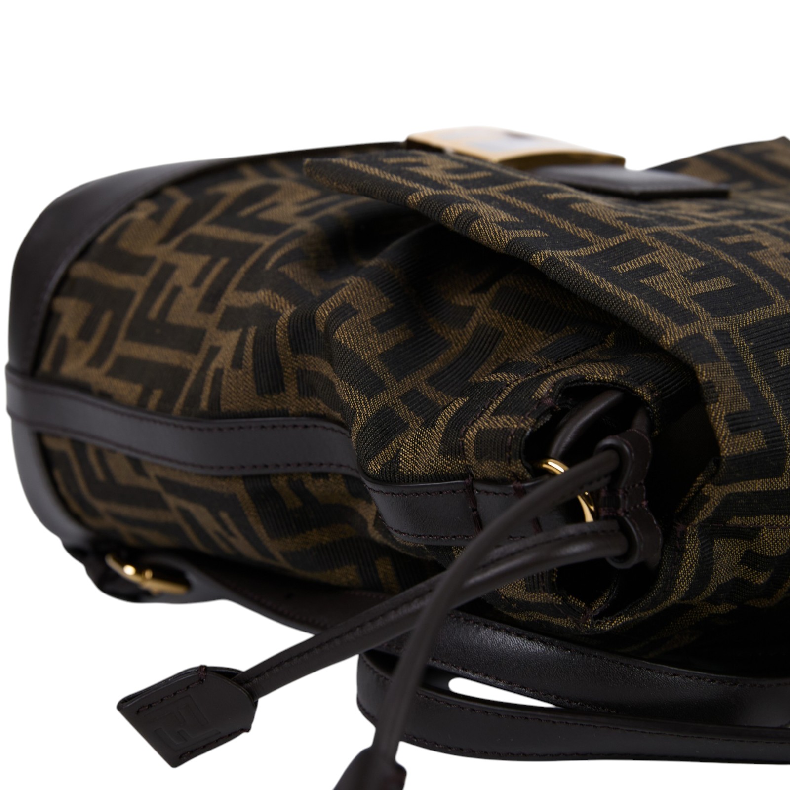 芬迪 FENDI Jacquard FF 後背包 雙肩包 手提包 8BZ057AVQC 棕色FF提花布料背包 防塵袋