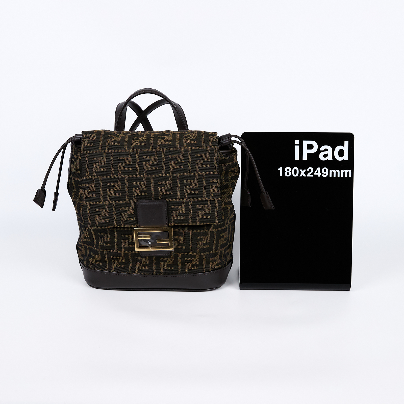 芬迪 FENDI Jacquard FF 後背包 雙肩包 手提包 8BZ057AVQC 棕色FF提花布料背包 防塵袋