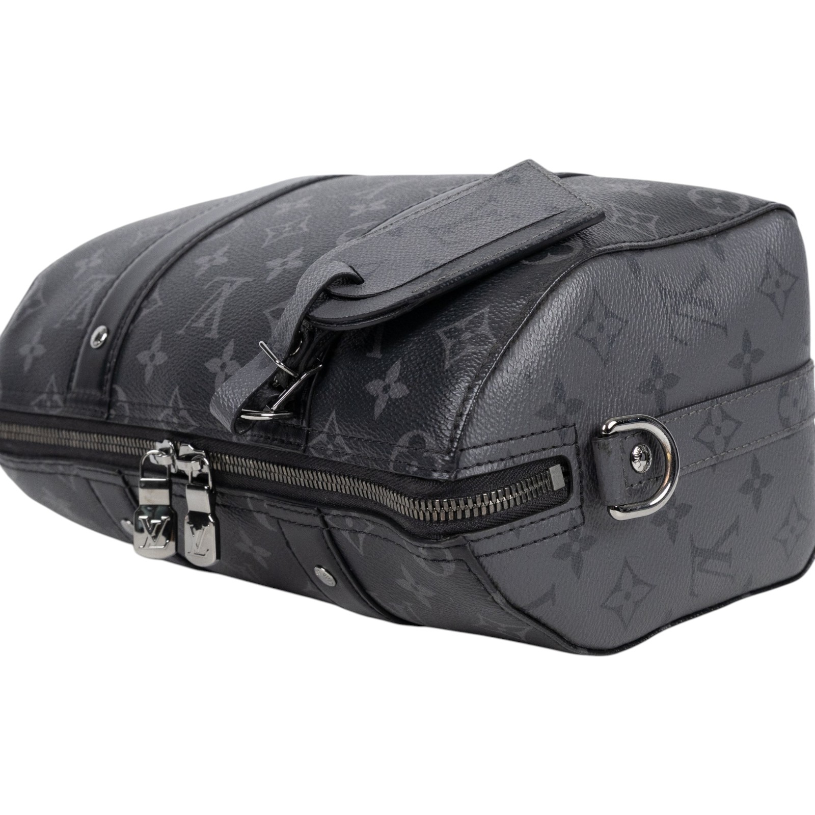 路易威登 LOUIS VUITTON City Keepall Eclipse帆布 拉鍊 斜背包 黑色 M45936 晶片款  購買證明/背帶