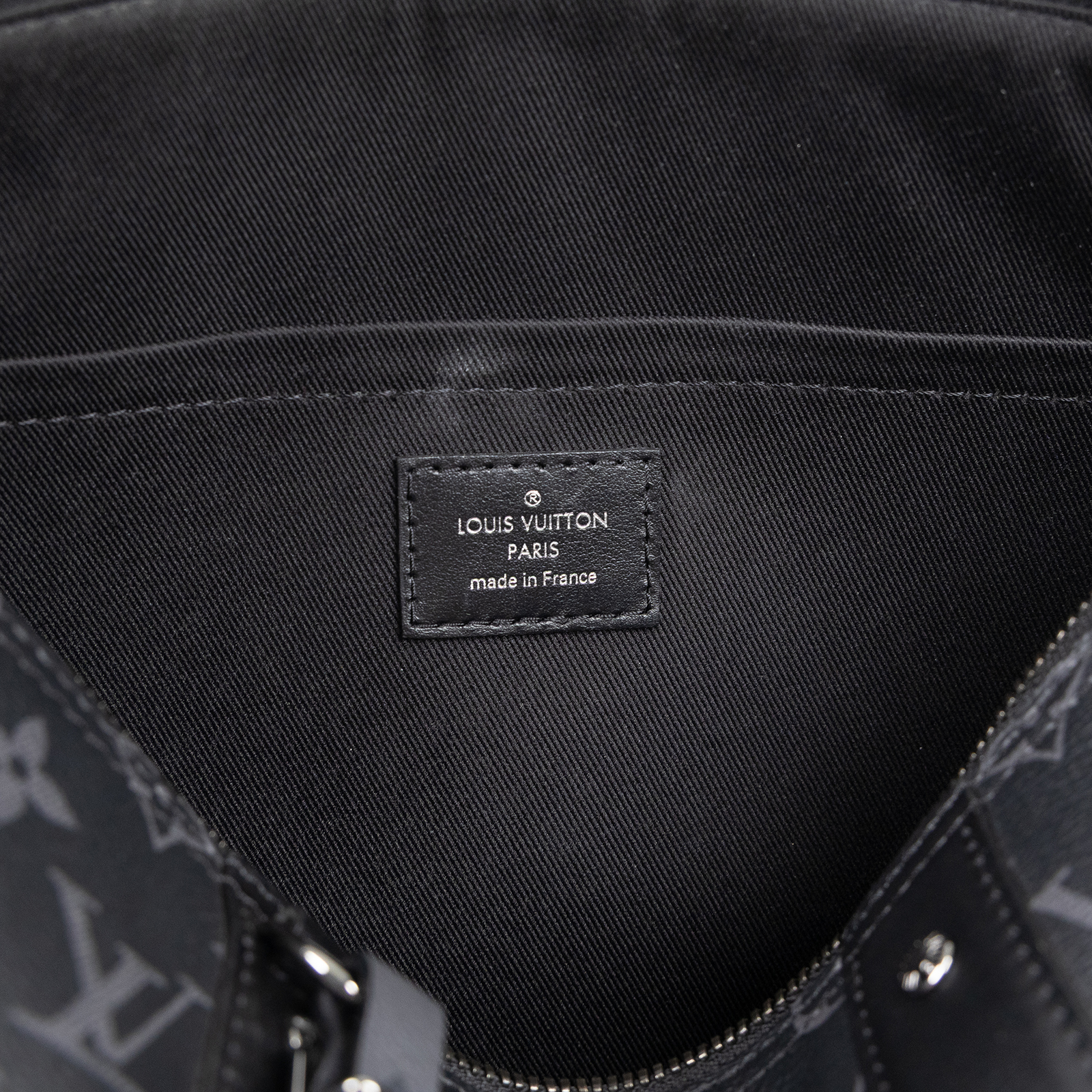 路易威登 LOUIS VUITTON City Keepall Eclipse帆布 拉鍊 斜背包 黑色 M45936 晶片款  購買證明/背帶