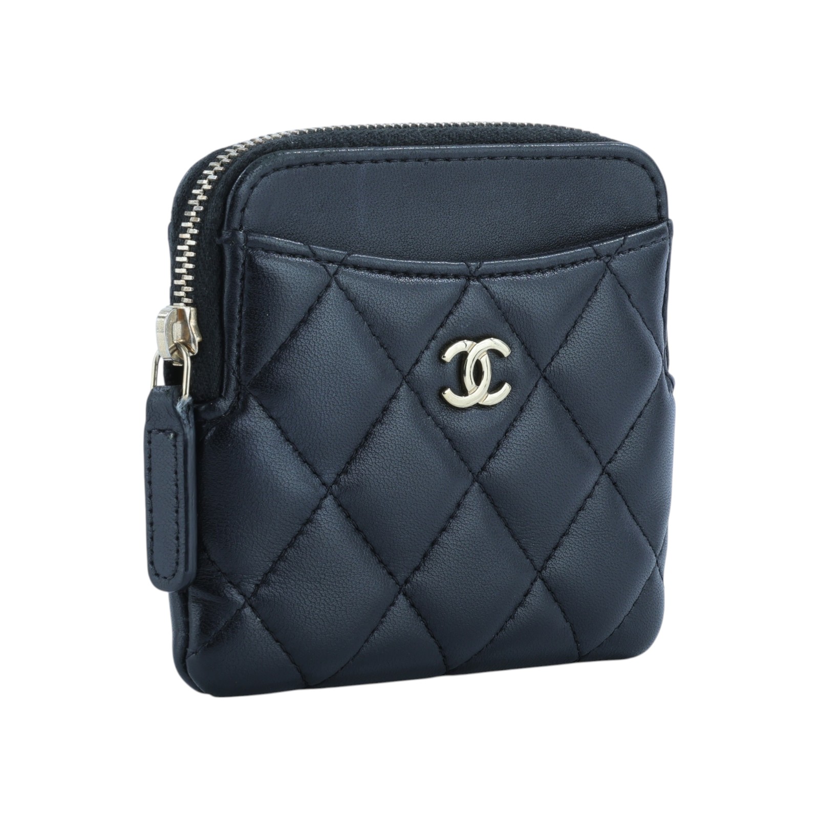 香奈兒 CHANEL CC Logo 5卡 拉鍊 零錢包 AP2061 晶片款 黑羊吐司零錢包 防塵袋