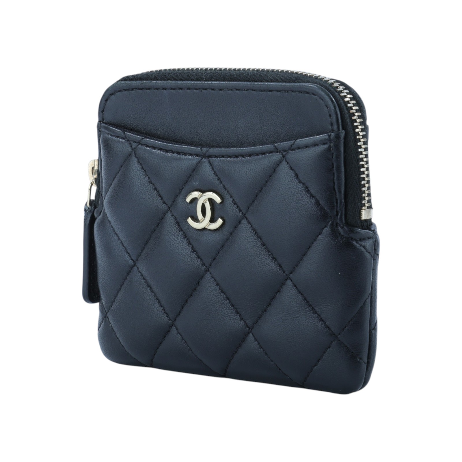 香奈兒 CHANEL CC Logo 5卡 拉鍊 零錢包 AP2061 晶片款 黑羊吐司零錢包 防塵袋