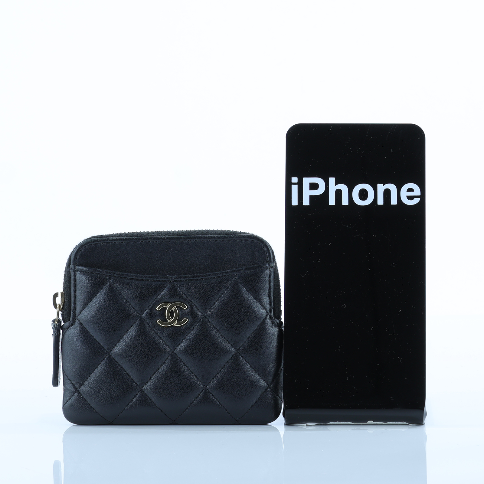 香奈兒 CHANEL CC Logo 5卡 拉鍊 零錢包 AP2061 晶片款 黑羊吐司零錢包 防塵袋