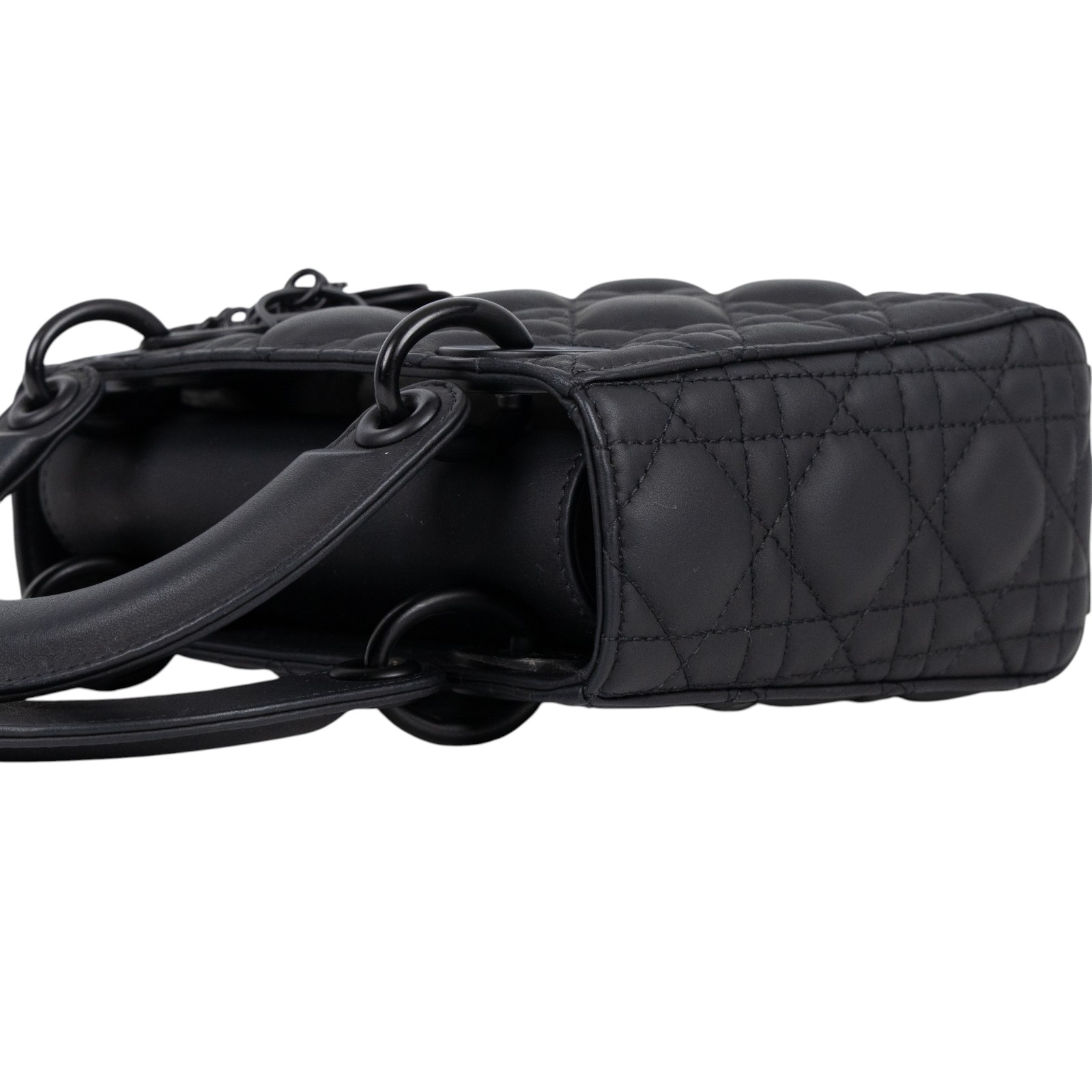 迪奧 CHRISTIAN DIOR Lady Dior 迷你 手提 肩背包 黑色超啞光 M0505SLOI 霧黑LADYDIOR 3X3 背帶/防塵袋