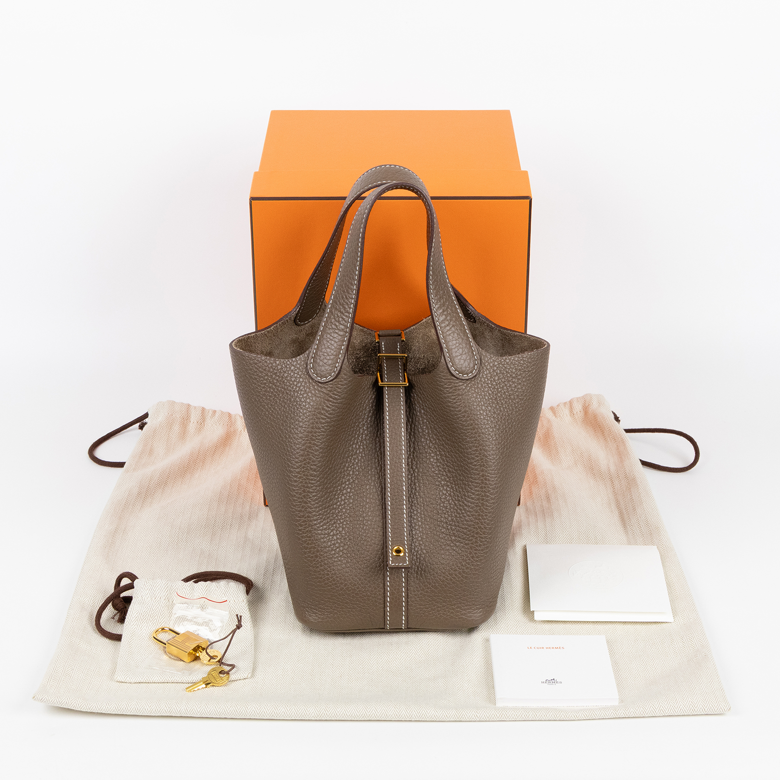 愛馬仕 Hermes Picotin Lock 18 菜籃子包 金色五金 大象灰 H056289CC18 Z刻 H056289  原廠盒子/防塵袋/鎖組