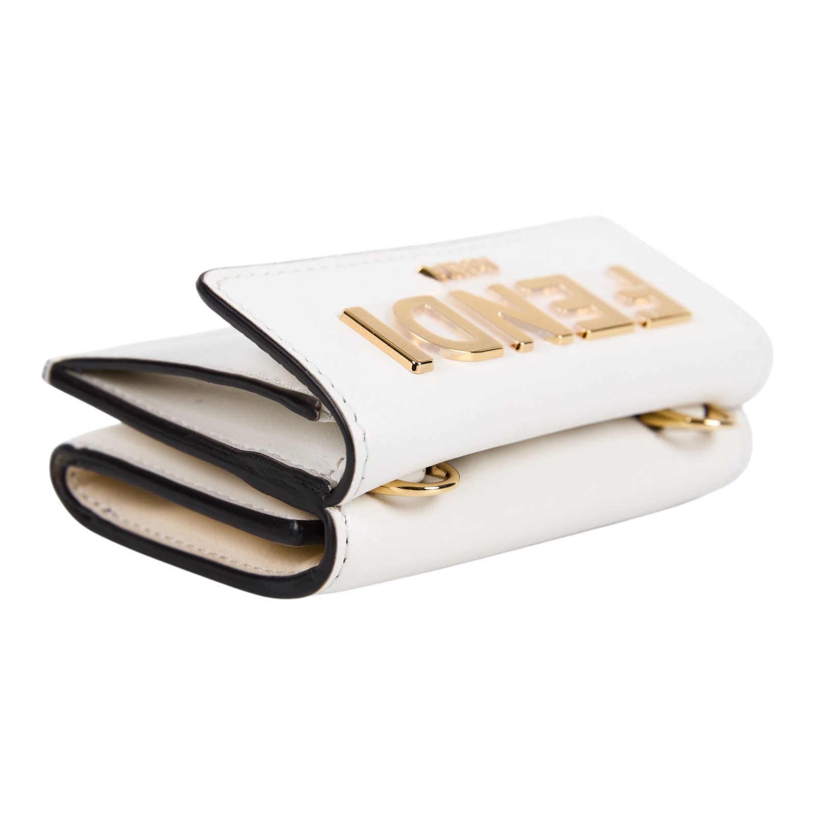 芬迪 FENDI Roma Wallet on Chain 錢包 短夾 鍊條錢包 8M0481AKK2 白色帶小金鍊短夾小廢包 原廠盒子/防塵袋/背帶