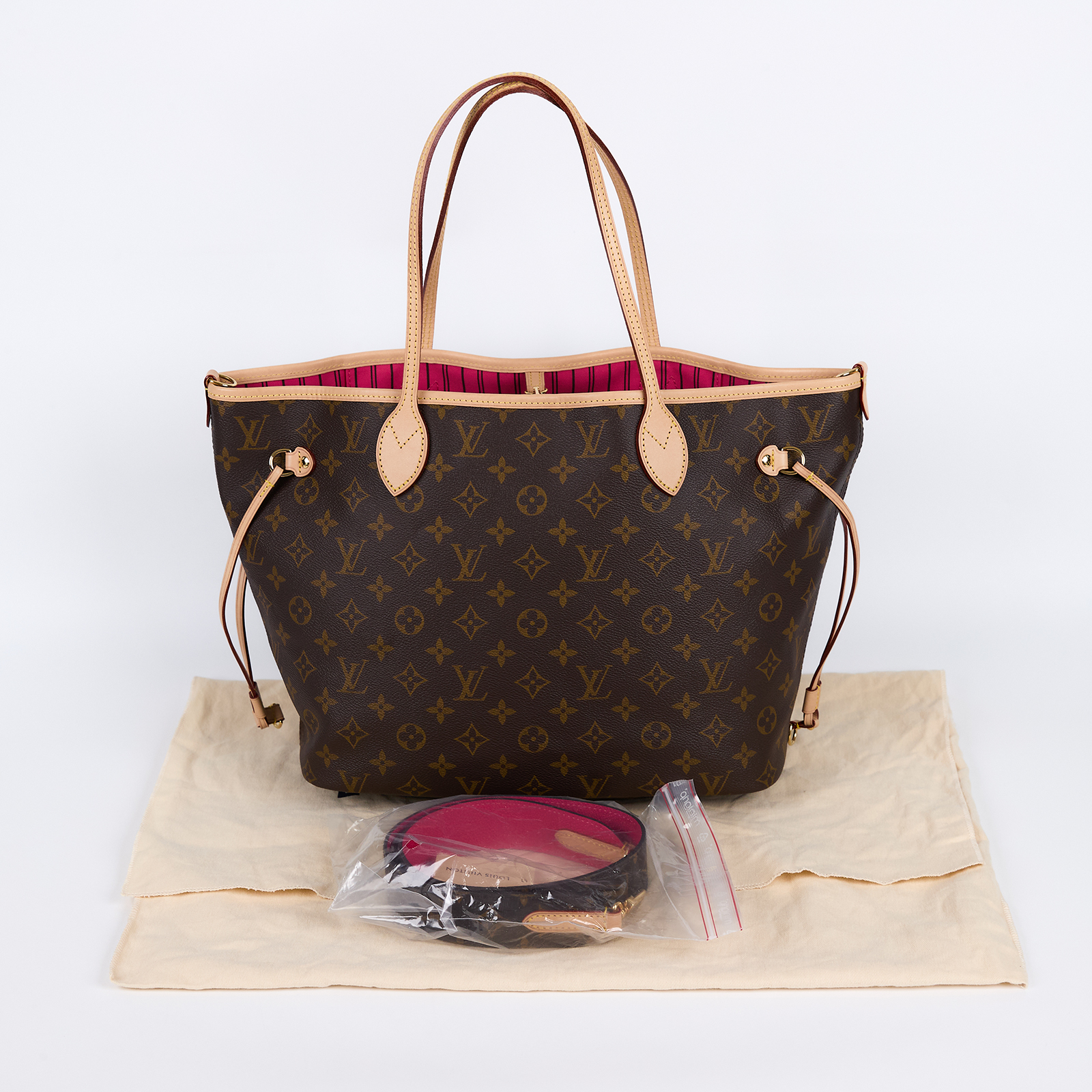 路易威登 LOUIS VUITTON Neverfull Bandoulière Inside Out MM  M12257 晶片款  防塵袋/背帶