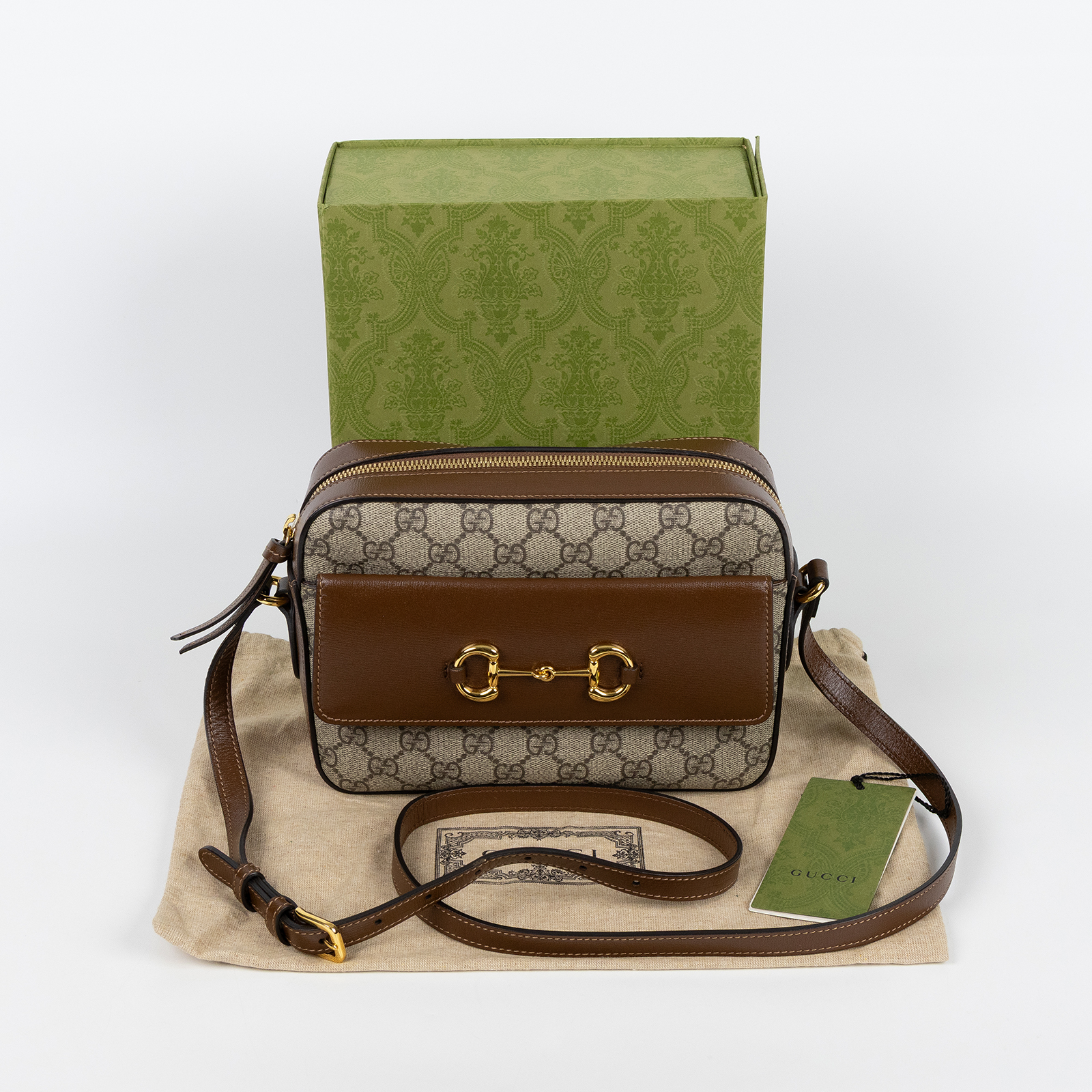 古馳 GUCCI 1955 馬銜扣 小型 肩揹袋 645454 92TCG 棕1955相機包 防塵袋/原廠盒子