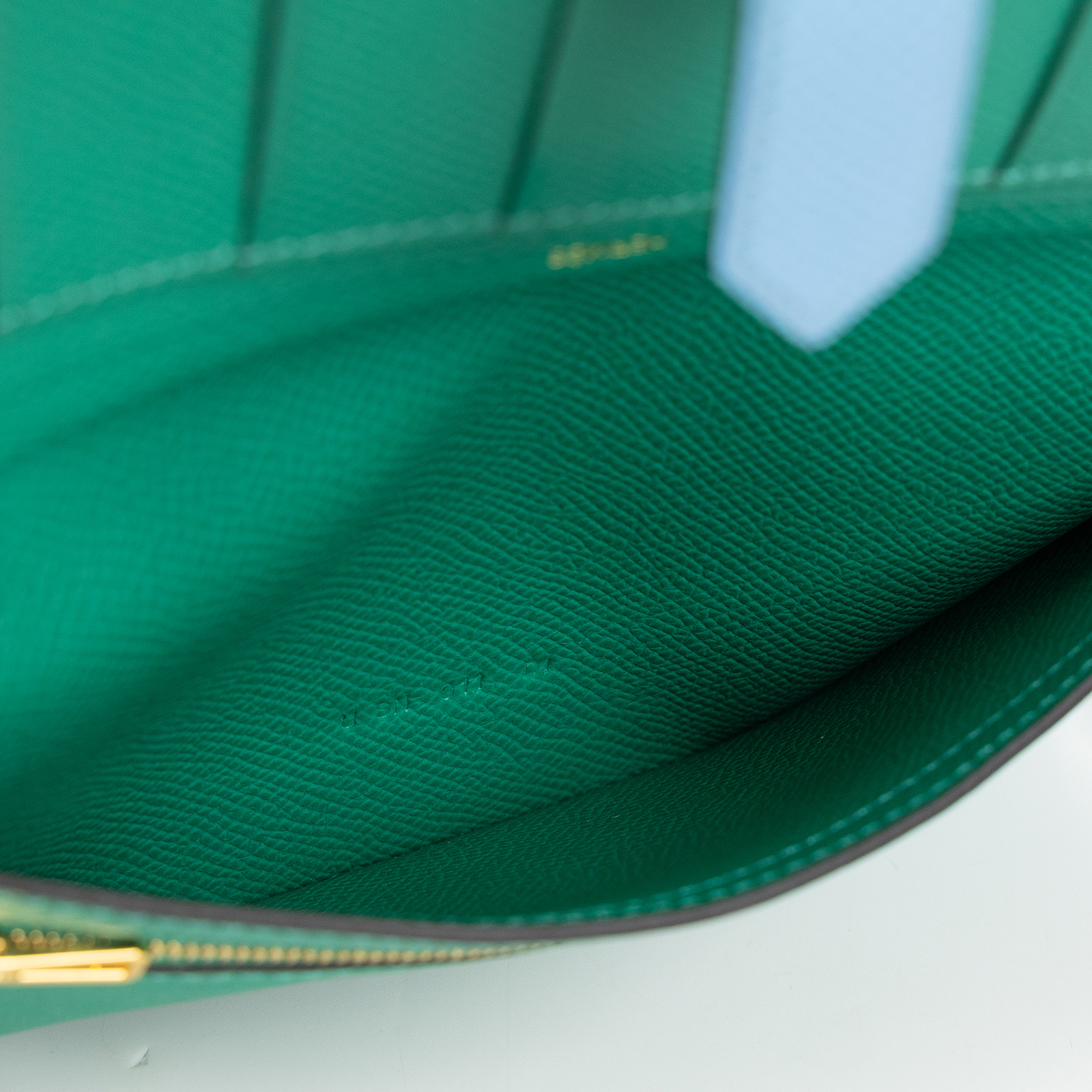 愛馬仕 Hermes Bearn Soufflet 長夾  金色五金 糖果藍 帝王綠 H073596CCAV   原廠盒子/購買證明
