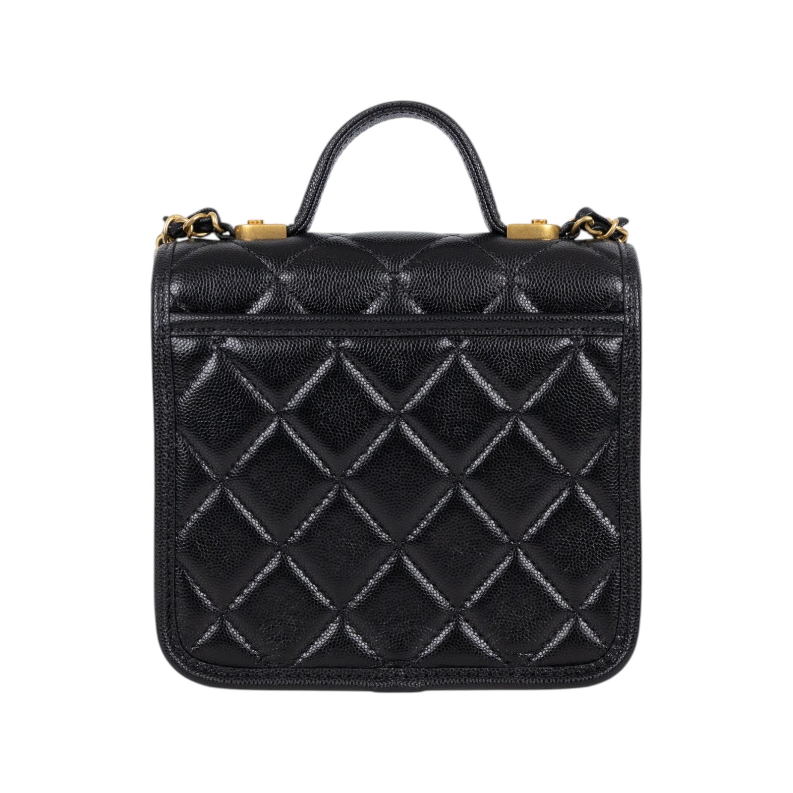 香奈兒 CHANEL 22k 名牌 肩背 豆腐包 郵差包 AS3652 B09173 晶片款 黑金荔枝提把鍊條包 原廠盒子/防塵袋