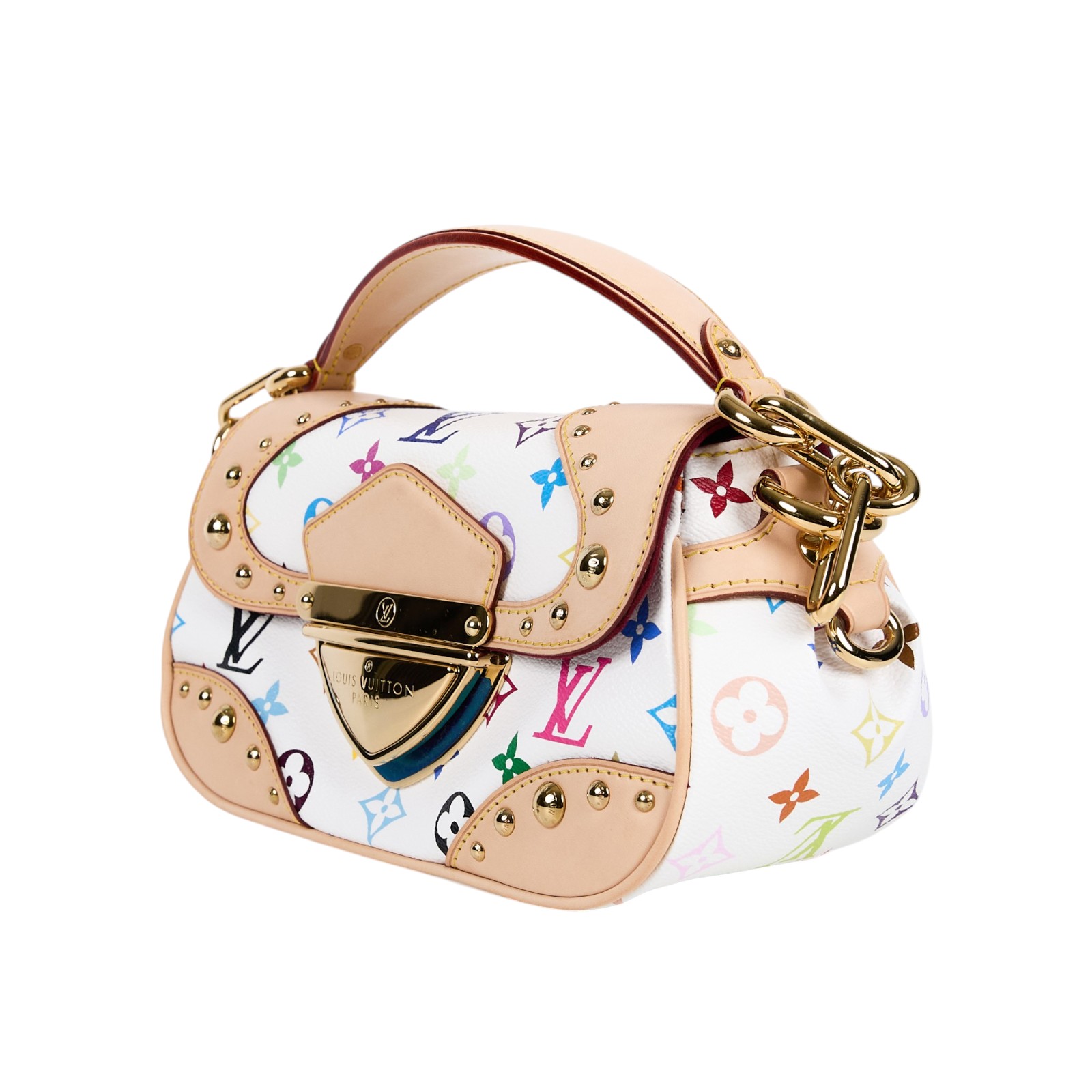 路易威登 LOUIS VUITTON Beverly MM 村上隆聯名 白彩 手提 肩背包  M40203 白三彩BEVERLY MM肩背包 防塵袋