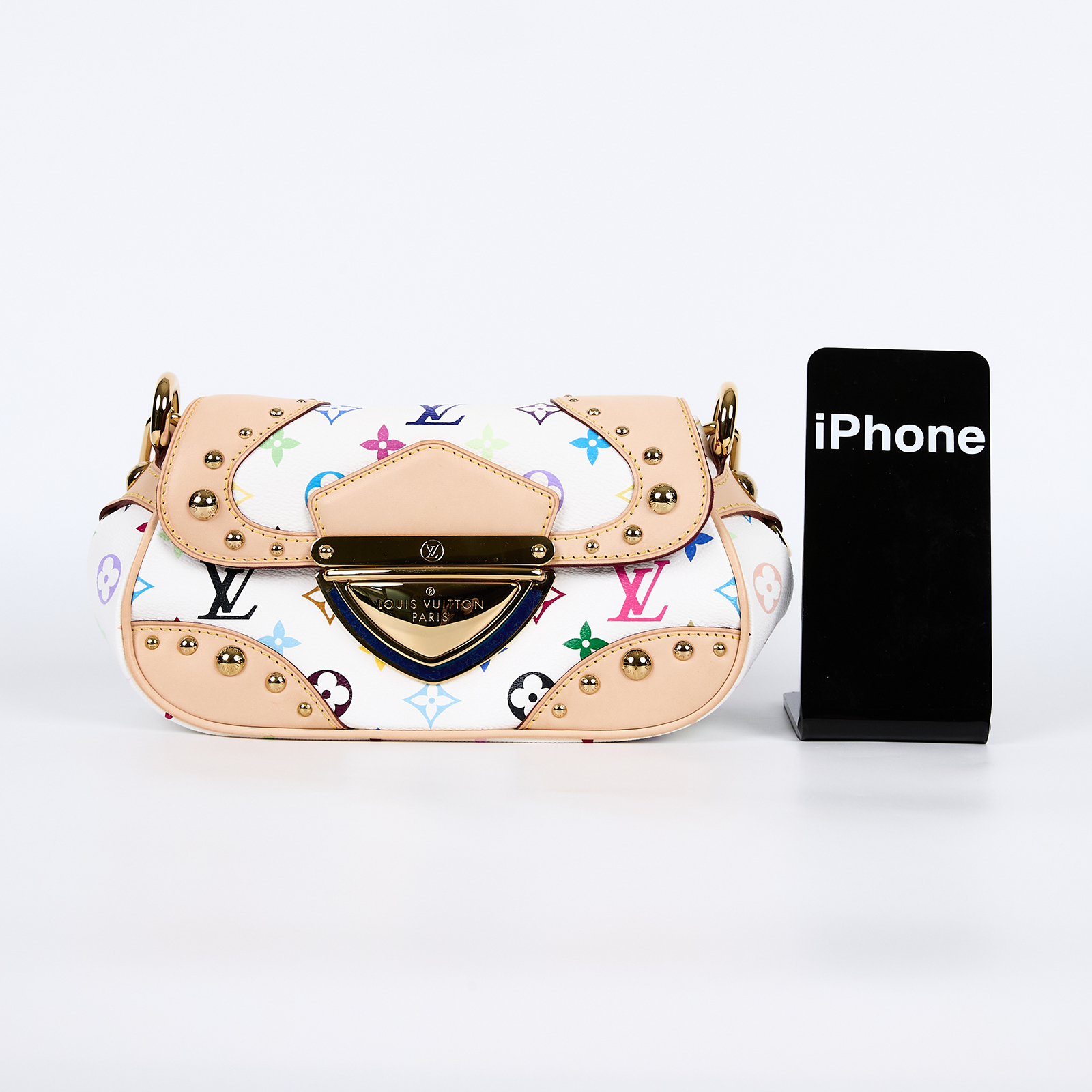 路易威登 LOUIS VUITTON Beverly MM 村上隆聯名 白彩 手提 肩背包  M40203 白三彩BEVERLY MM肩背包 防塵袋