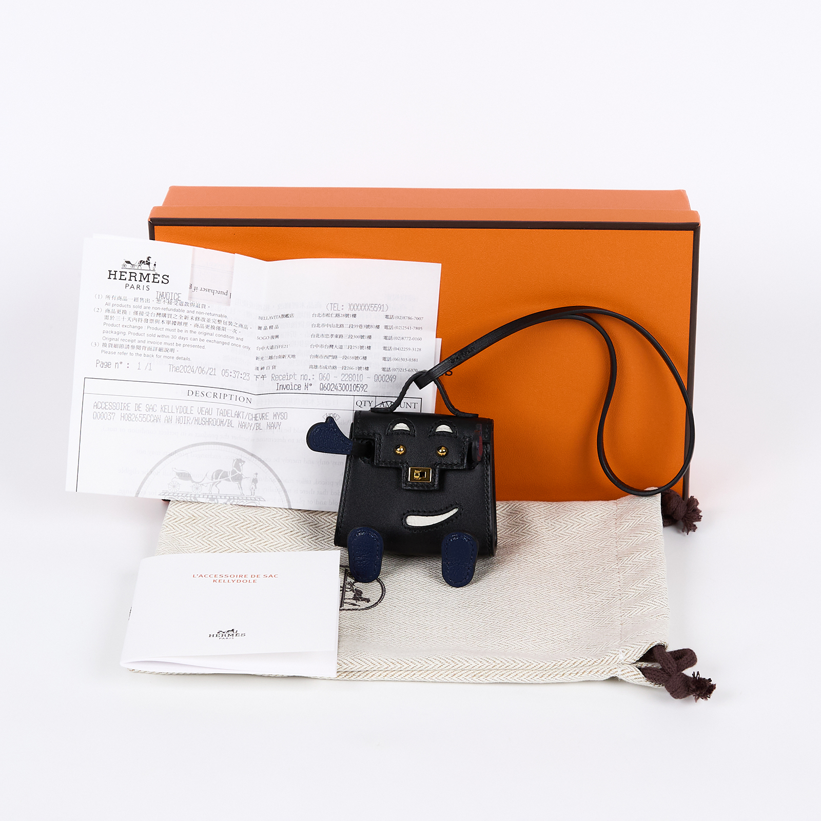 愛馬仕 Hermes Kelly Doll 包包掛飾 金色五金 黑色 H082655CCAN /W刻 黑KELLY DOLL吊飾 原廠盒子/防塵袋/購買證明