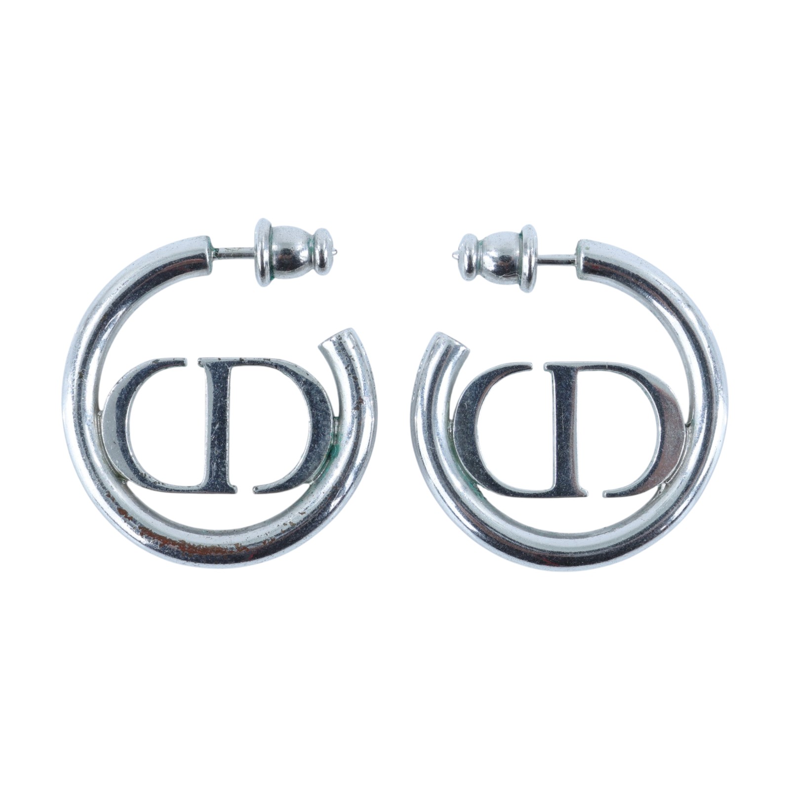 迪奧 CHRISTIAN DIOR 30 Montaigne 耳釘 E2050WOMMT 銀色圓形LOGO耳環 原廠盒子