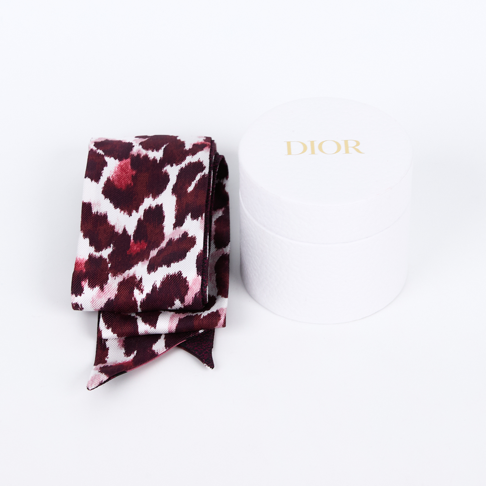 迪奧 CHRISTIAN DIOR Mitzah TWILLY 絲巾 15LEO106ZKDO 酒紅TWILLY 原廠盒子