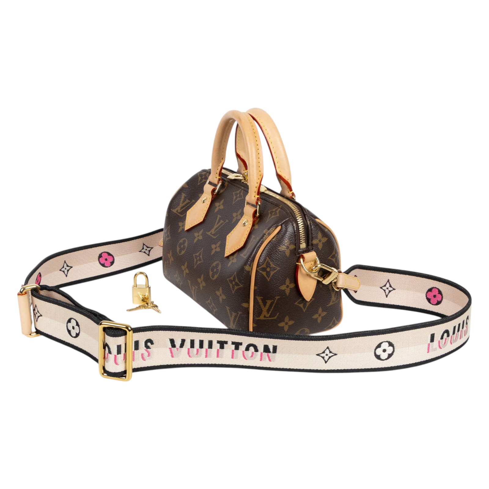 路易威登 LOUIS VUITTON Speedy Bandoulière 20 米色 帆布 手提 斜背 波士頓包 M46222 晶片款  原廠盒子/背帶/鎖組
