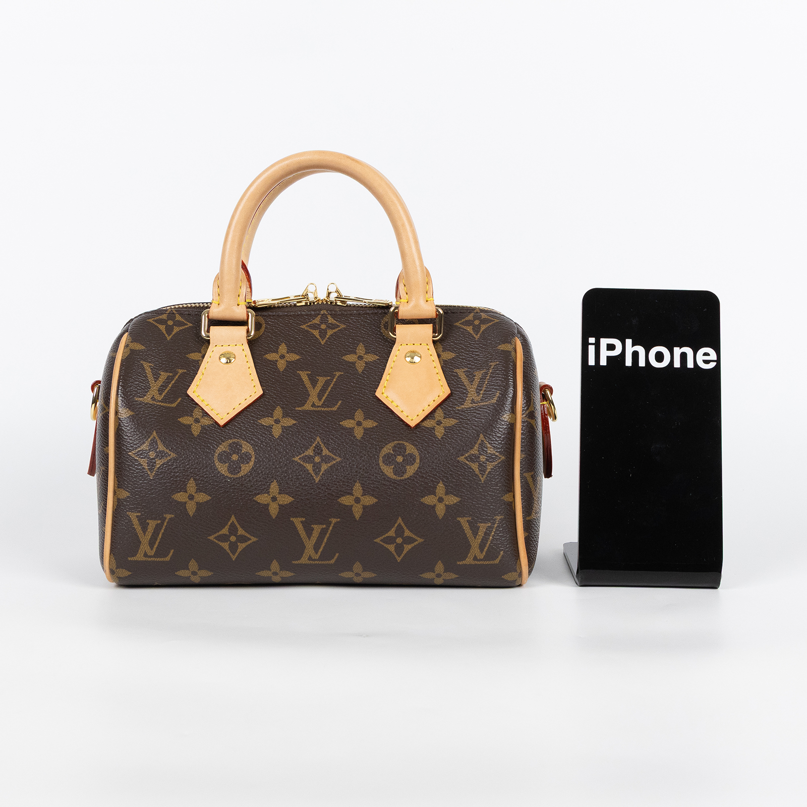 路易威登 LOUIS VUITTON Speedy Bandoulière 20 米色 帆布 手提 斜背 波士頓包 M46222 晶片款  原廠盒子/背帶/鎖組