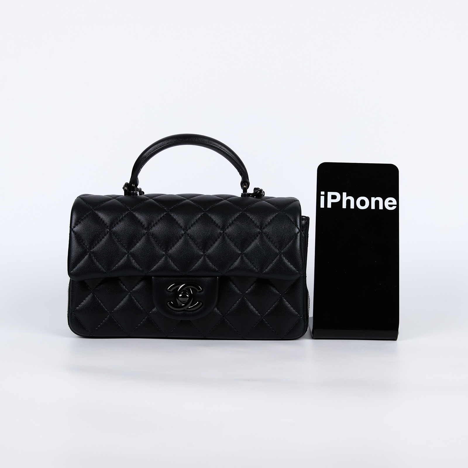 香奈兒 CHANEL Coco 20  Handle 肩背 斜背 迷你 口蓋包 AS2431 晶片款 SO BLACK COCO20手把款 原廠盒子/防塵袋