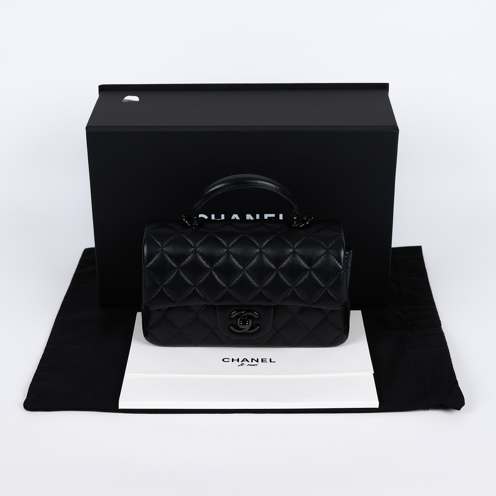 香奈兒 CHANEL Coco 20  Handle 肩背 斜背 迷你 口蓋包 AS2431 晶片款 SO BLACK COCO20手把款 原廠盒子/防塵袋