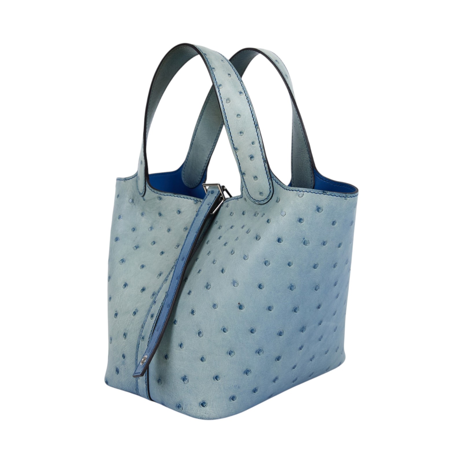 愛馬仕 Hermes Picotin Lock 18 菜籃子包 銀色五金 希臘藍色 H069563CK7Q /A刻  原廠盒子/防塵袋/鎖組/購買證明