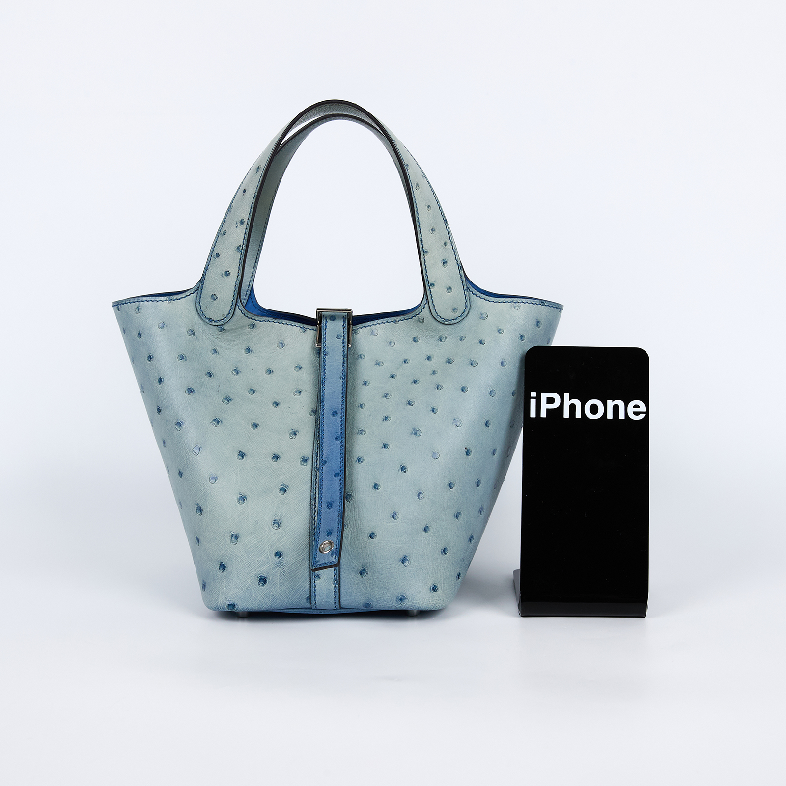 愛馬仕 Hermes Picotin Lock 18 菜籃子包 銀色五金 希臘藍色 H069563CK7Q /A刻  原廠盒子/防塵袋/鎖組/購買證明