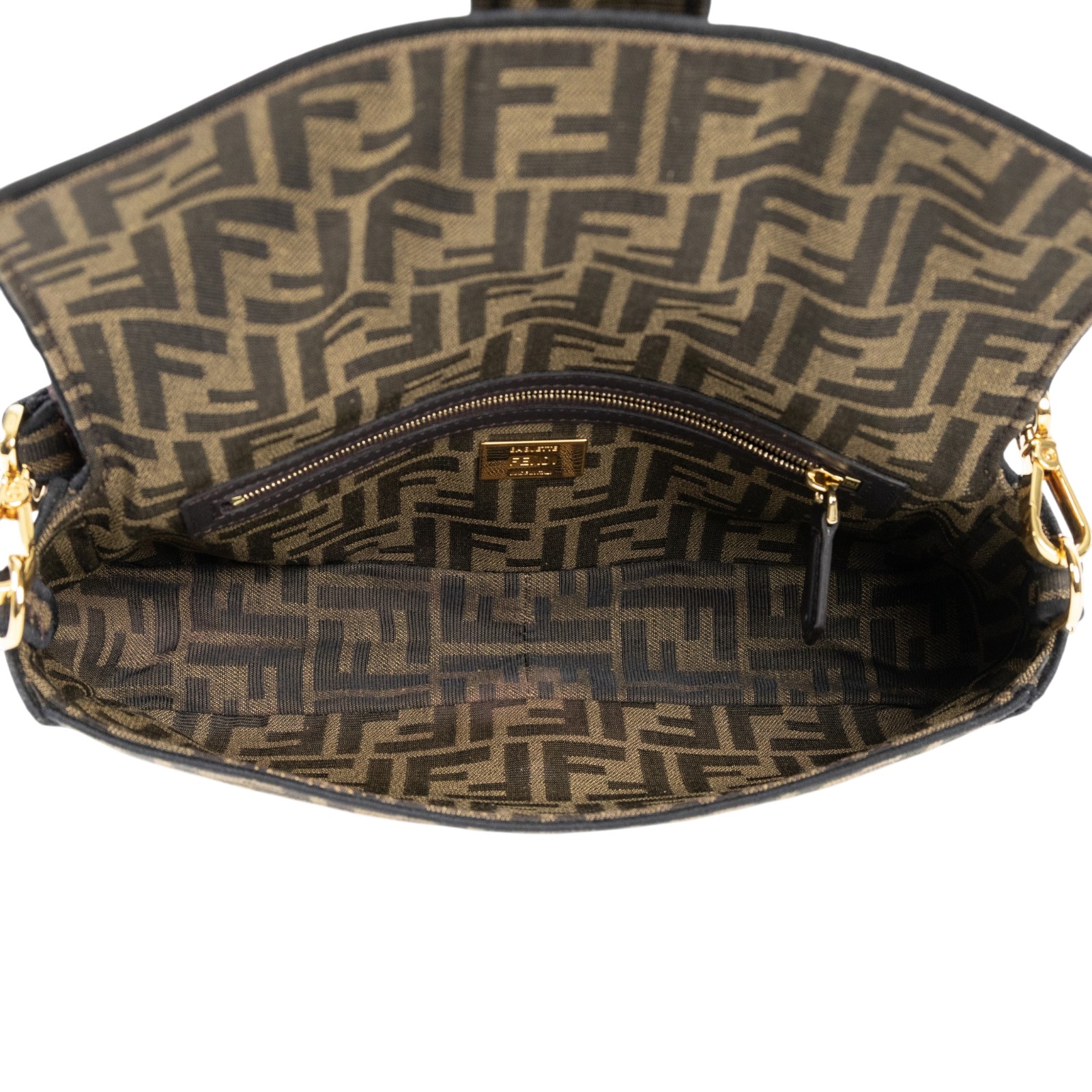 芬迪 FENDI Baguette FF提花布料包款 8BR600A6V5 棕FF帆布BAGUETTE法棍包 防塵袋/背帶