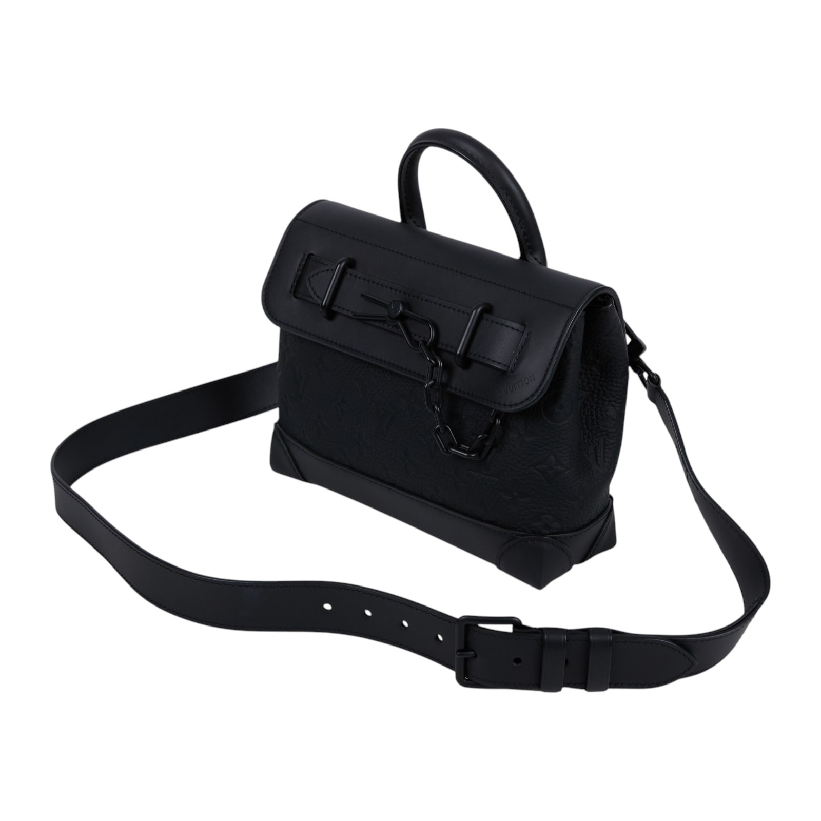 路易威登 LOUIS VUITTON Steamer PM 肩背包 郵差包 斜背包 M24436 晶片款 黑原花皮革Steamer PM 防塵袋/背帶