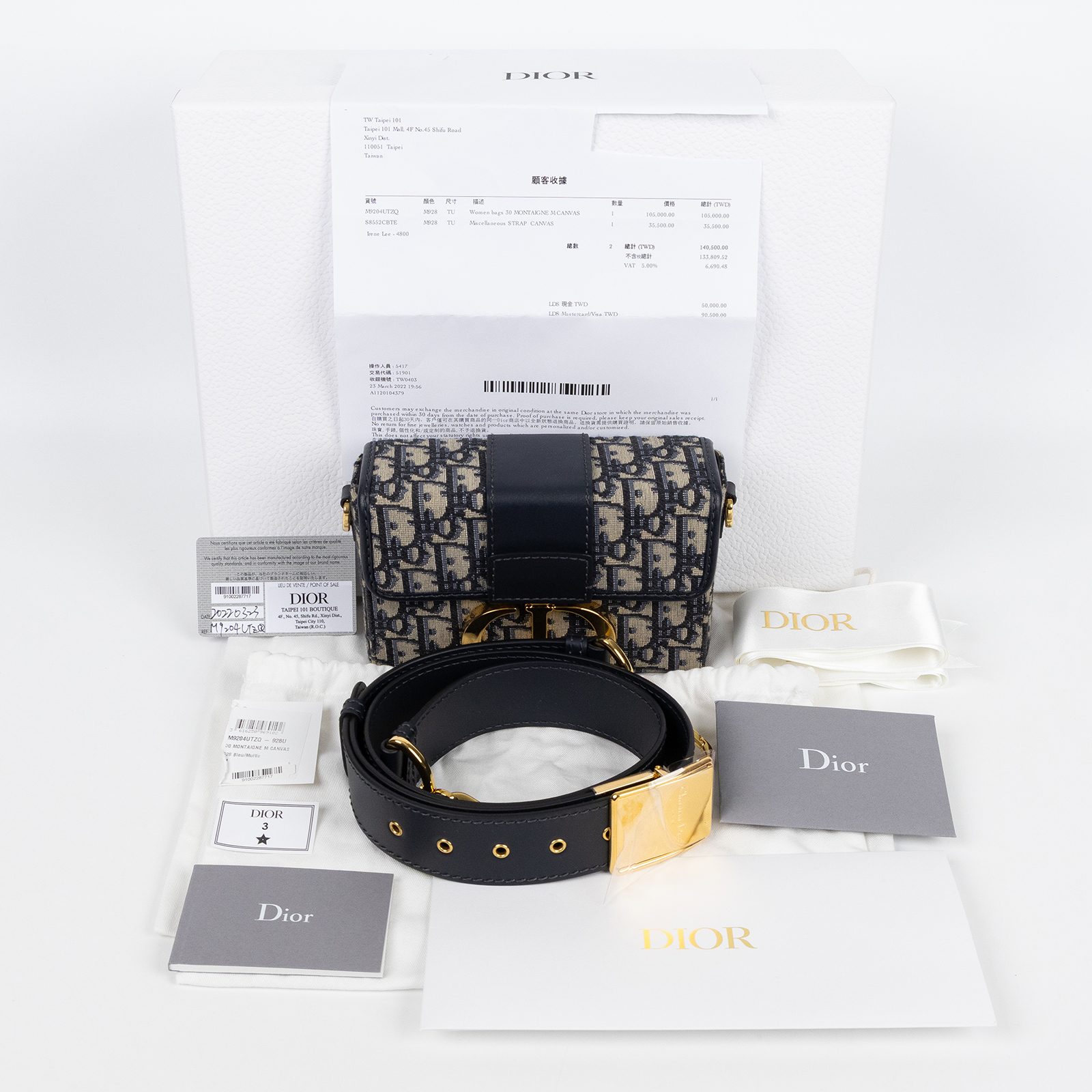 迪奧 CHRISTIAN DIOR 30 Montaigne 肩背手提包 M9204UTZQ 老花蒙田BOX 原廠盒子/防塵袋/背帶/保證卡/購買證明