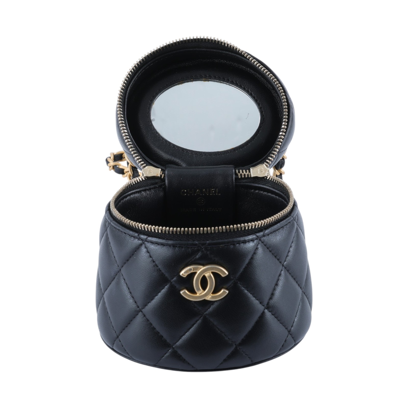 香奈兒 CHANEL Vanity Case 手提包 斜背包 化妝箱 化妝包 AP2947 晶片款 黑手提圓筒包 原廠盒子/防塵袋