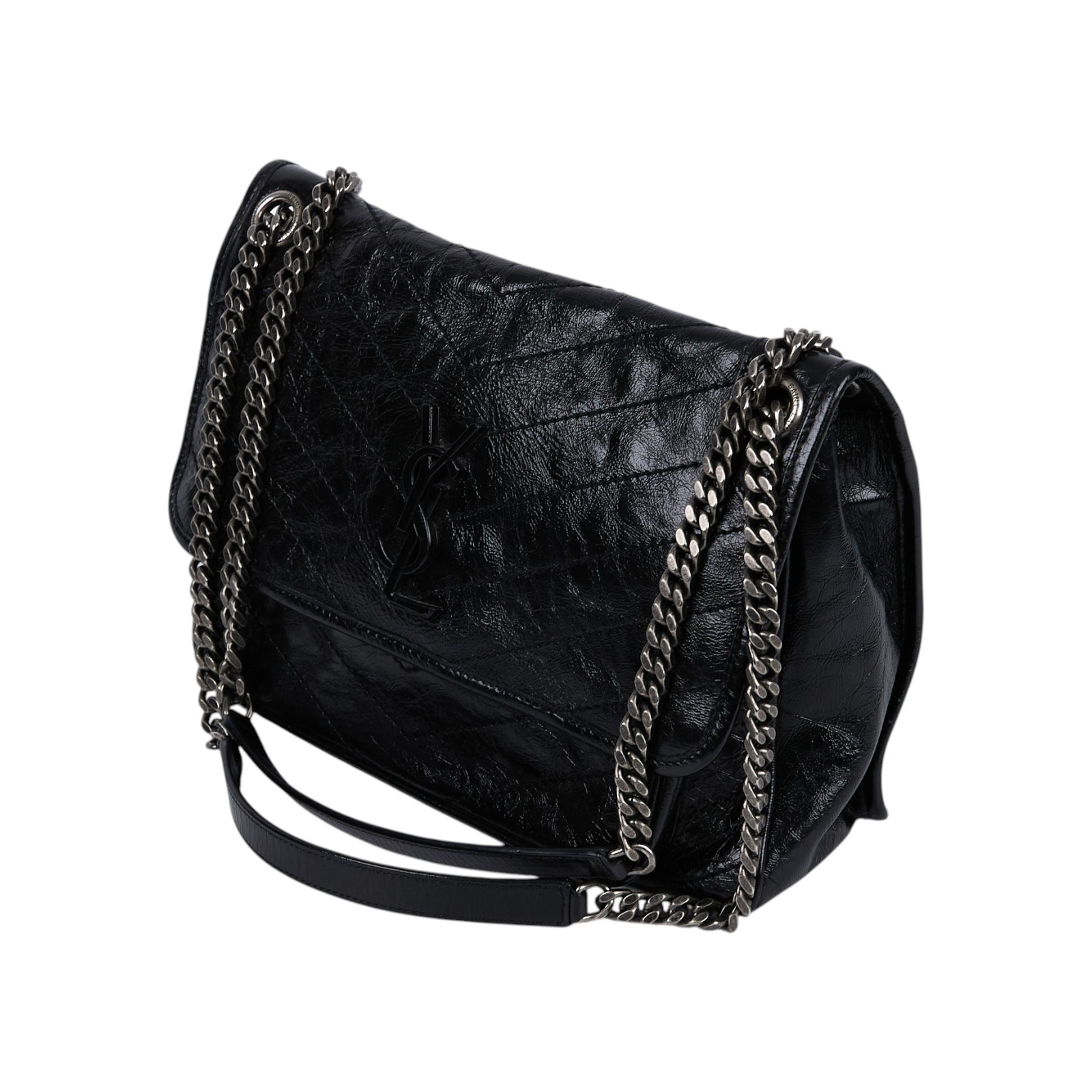 聖羅蘭 YSL SAINT LAURENT Niki 復古皮革 中型手袋 金色五金 6331580EN07 黑NIKI 中 防塵袋