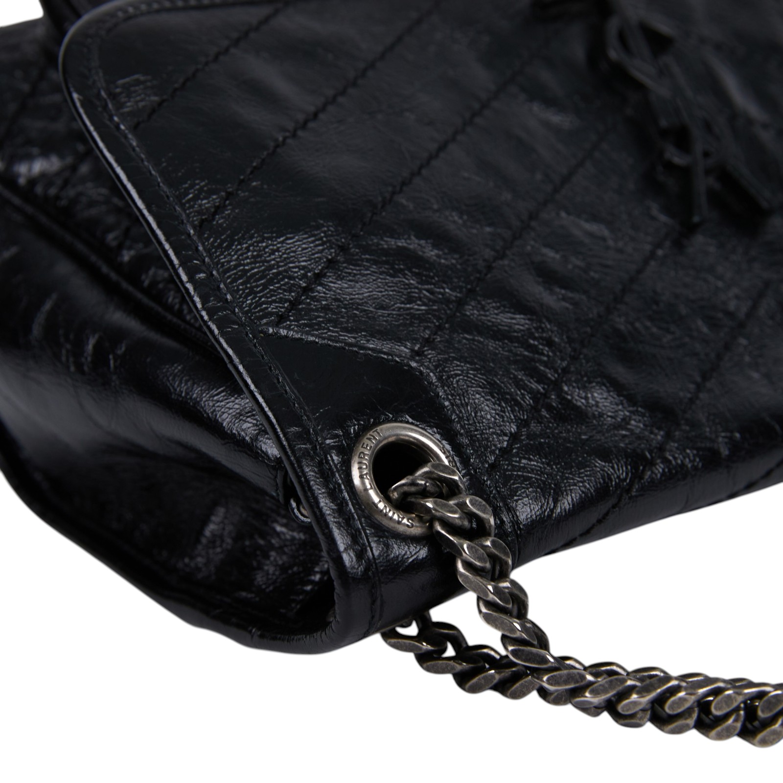 聖羅蘭 YSL SAINT LAURENT Niki 復古皮革 中型手袋 金色五金 6331580EN07 黑NIKI 中 防塵袋
